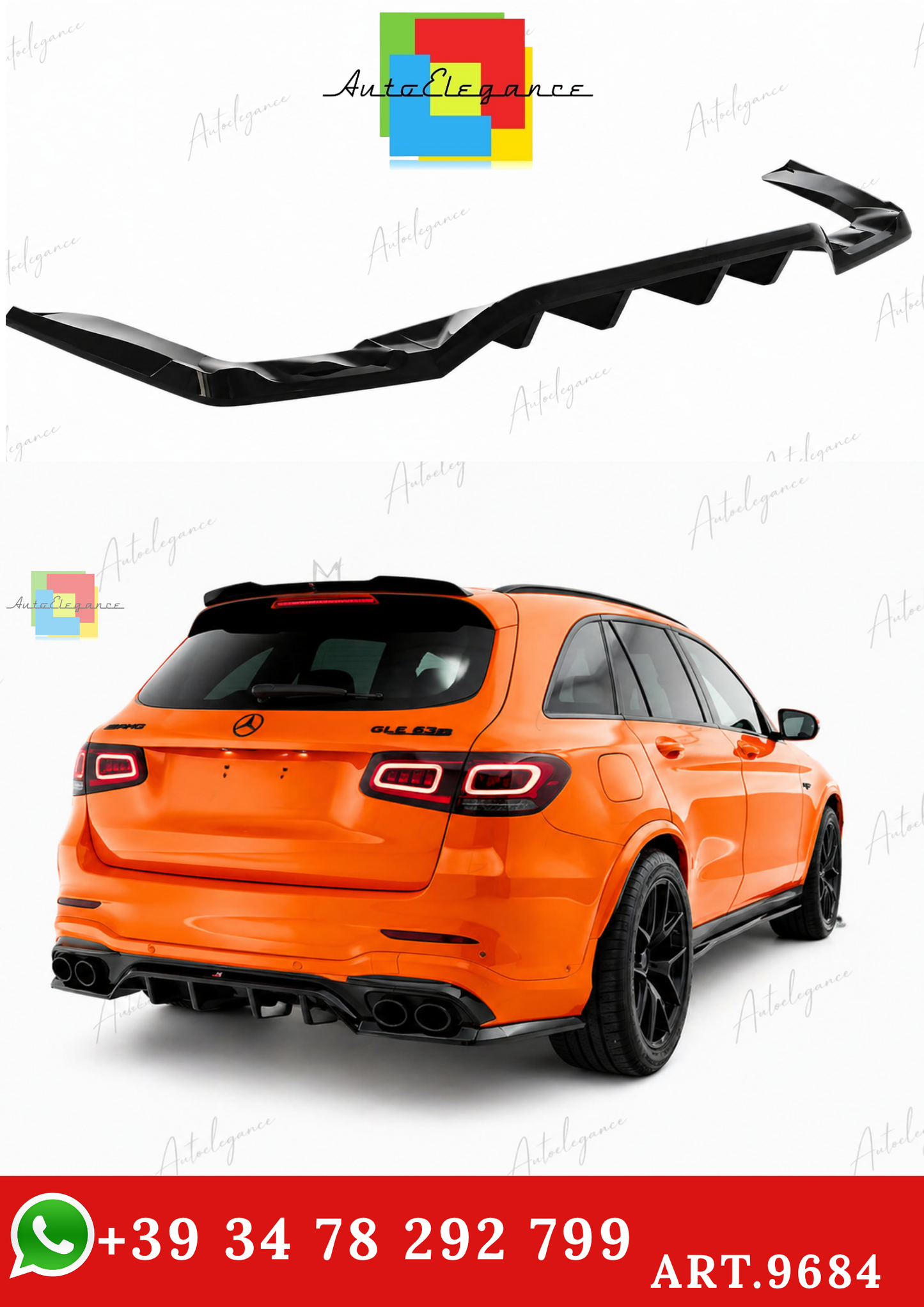 🔥ART.9684 SPLITTER POSTERIORE  MERCEDES-AMG GLC 43 SUV X253 FACELIFT🔥