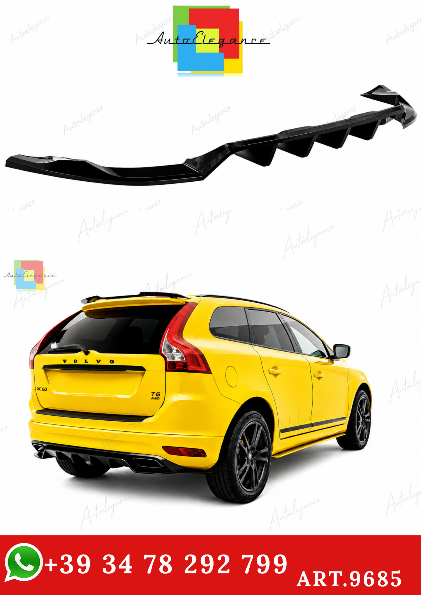 🔥ART.9685 SPLITTER POSTERIORE (CON BARRE VERTICALI) VOLVO XC60 Mk1 FACELIFT🔥