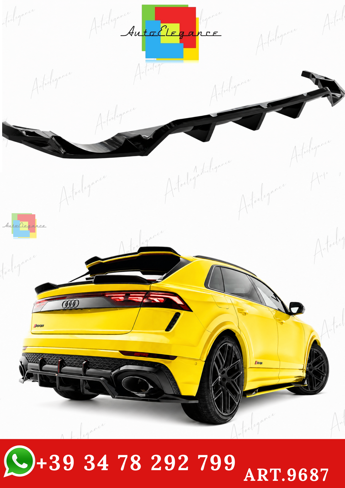 🔥ART.9687 SPLITTER POSTERIORE CON BARRE VERTICALI PER AUDI RSQ8 Mk1 FACELIFT🔥