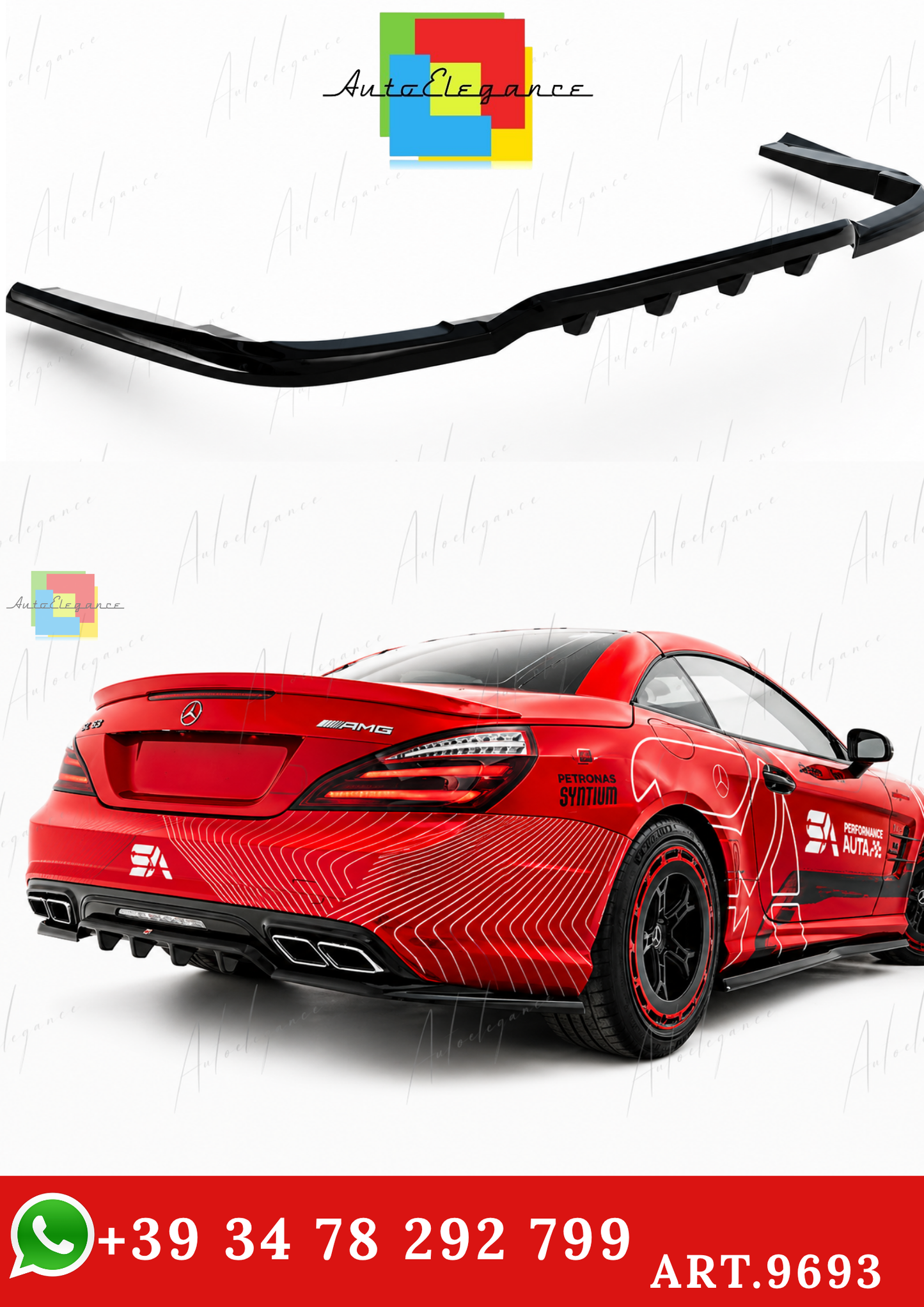 🔥ART.9693 SPLITTER POSTERIORE PER MERCEDES-BENZ SL 63 AMG R231🔥