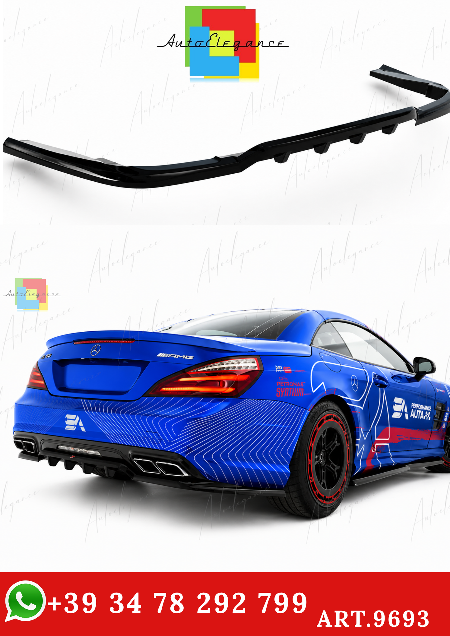 🔥ART.9693 SPLITTER POSTERIORE PER MERCEDES-BENZ SL 63 AMG R231🔥