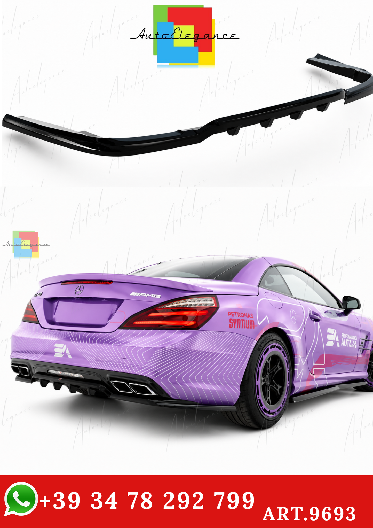 🔥ART.9693 SPLITTER POSTERIORE PER MERCEDES-BENZ SL 63 AMG R231🔥