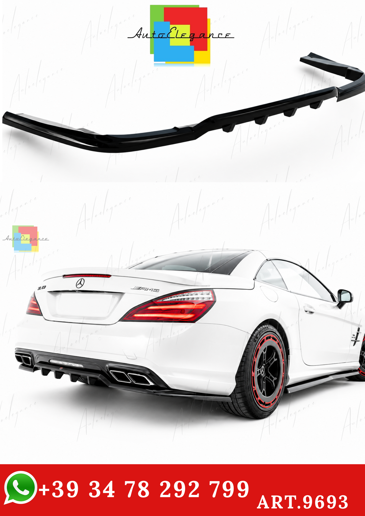 🔥ART.9693 SPLITTER POSTERIORE PER MERCEDES-BENZ SL 63 AMG R231🔥