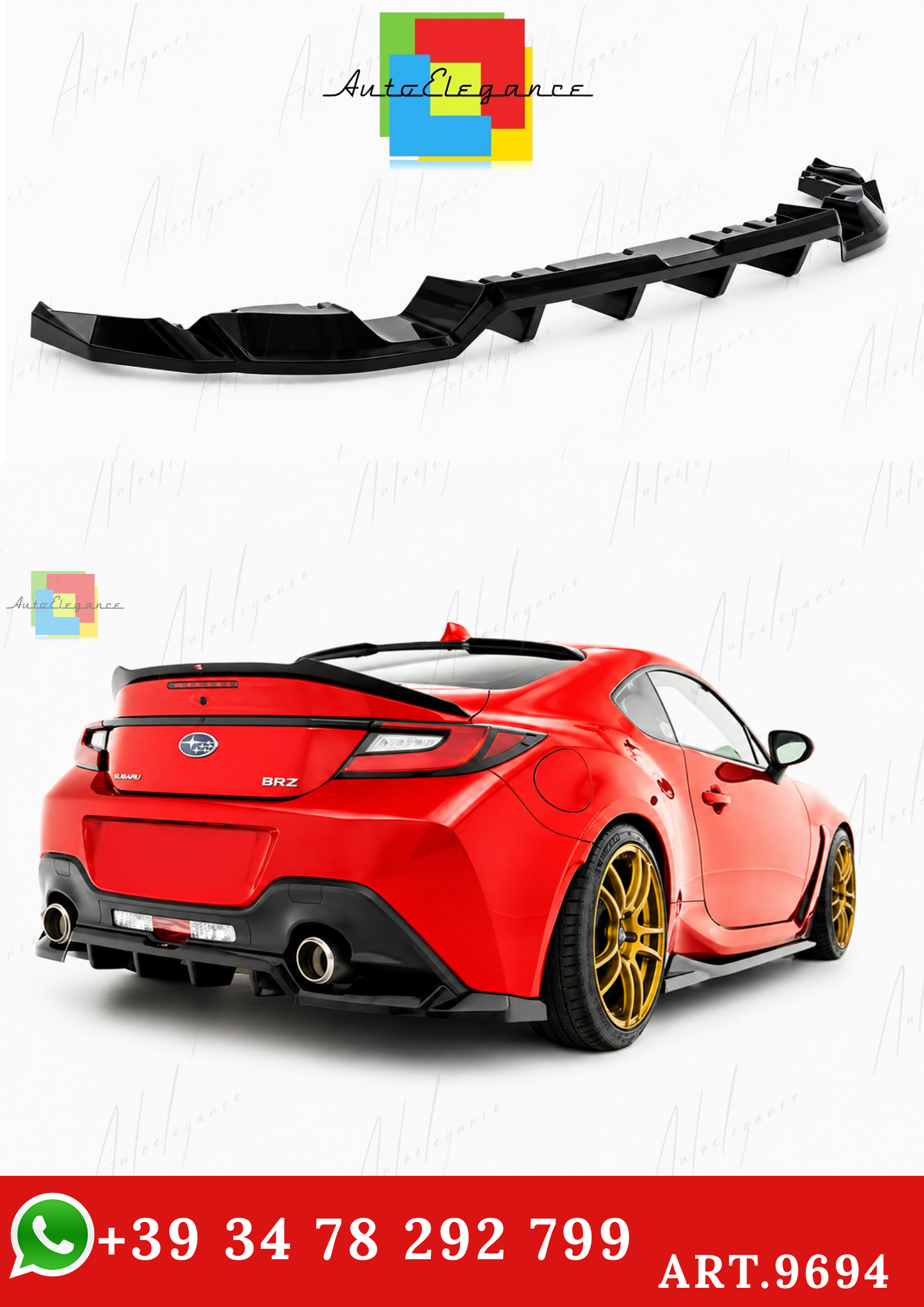 🔥ART.9694 SPLITTER POSTERIORE (CON BARRE VERTICALI) V.1 SUBARU BRZ Mk2🔥