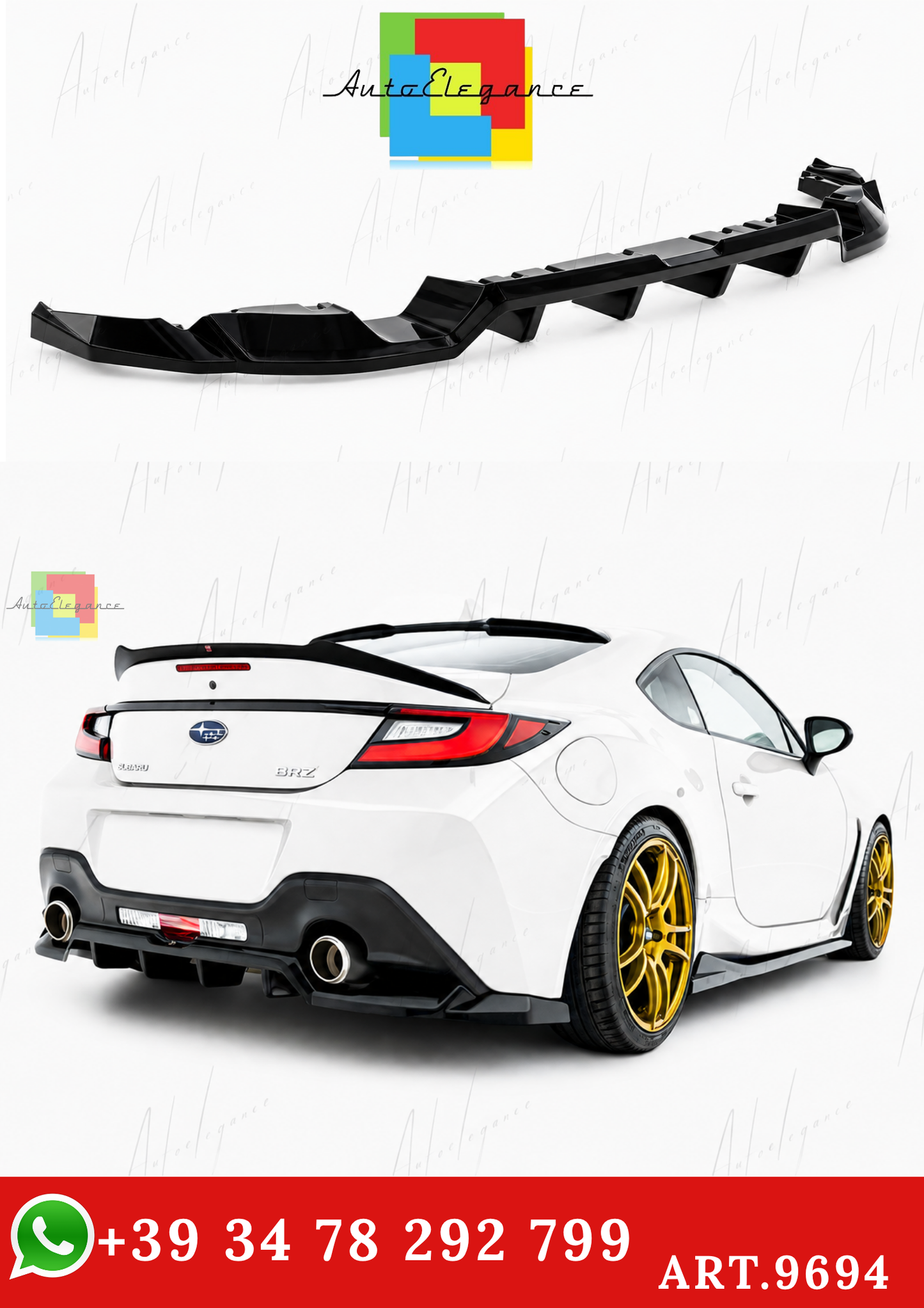 🔥ART.9694 SPLITTER POSTERIORE (CON BARRE VERTICALI) V.1 SUBARU BRZ Mk2🔥