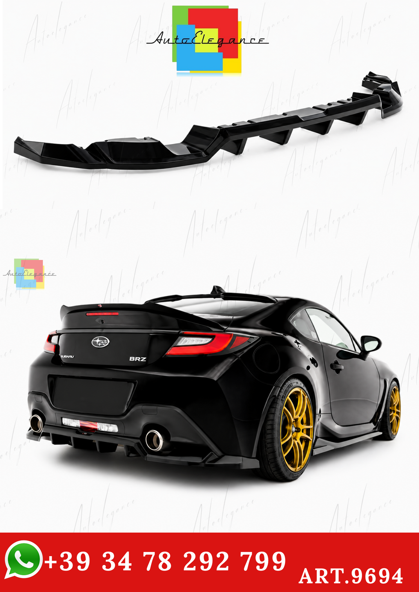 🔥ART.9694 SPLITTER POSTERIORE (CON BARRE VERTICALI) V.1 SUBARU BRZ Mk2🔥