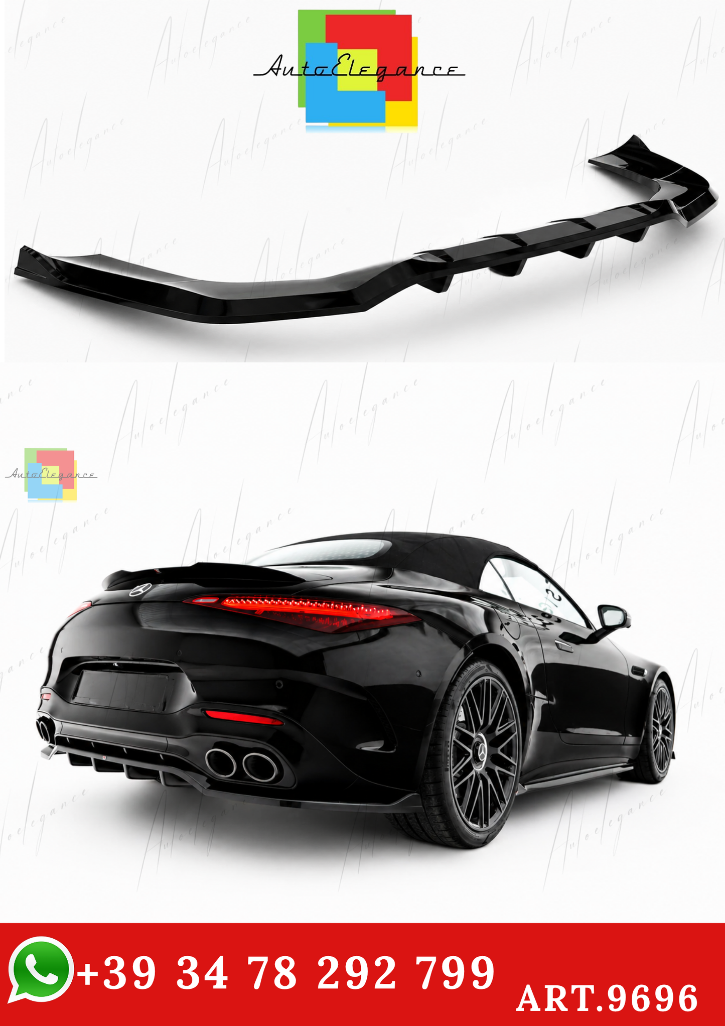 🔥ART.9696 SPLITTER POSTERIORE (CON BARRE VERTICALI) MERCEDES-AMG SL 63 R232🔥
