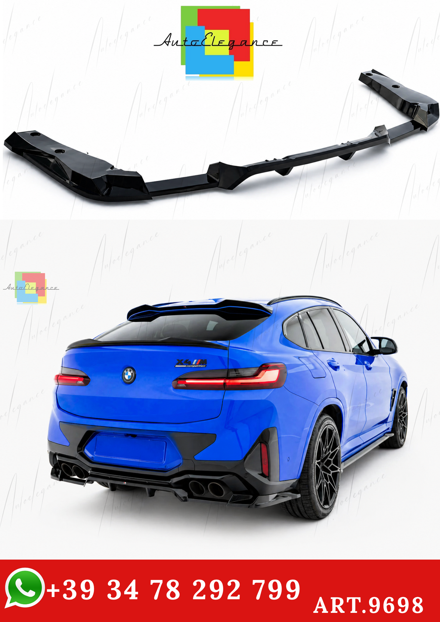🔥ART.9698 SPLITTER POSTERIORE (CON BARRE VERTICALI) BMW X4M F98 FACELIFT🔥