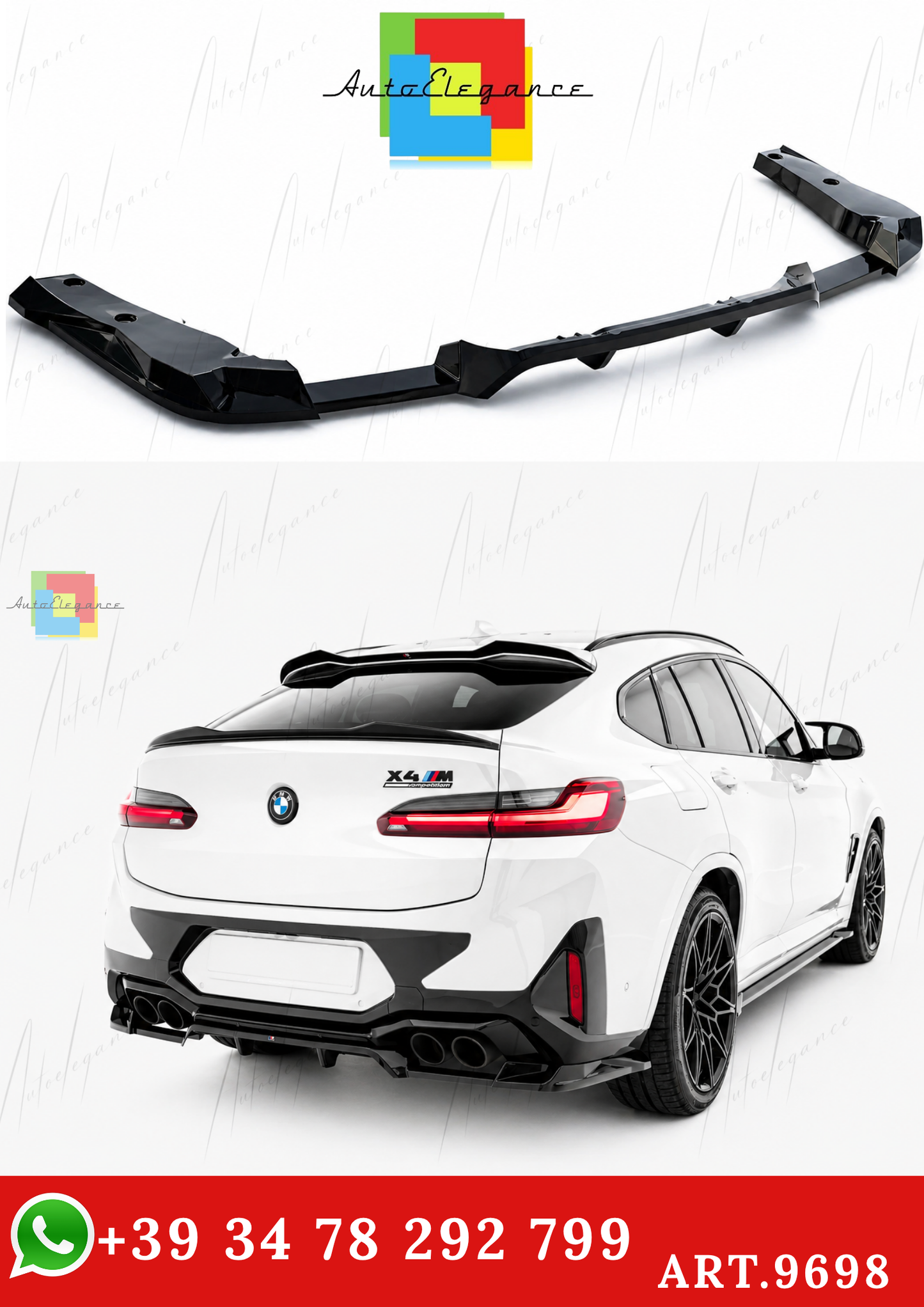 🔥ART.9698 SPLITTER POSTERIORE (CON BARRE VERTICALI) BMW X4M F98 FACELIFT🔥