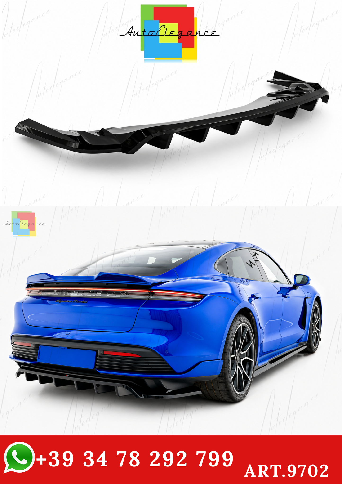 🔥ART.9702 SPLITTER POSTERIORE (CON BARRE VERTICALI PORSCHE TAYCAN TURBO S Mk1🔥