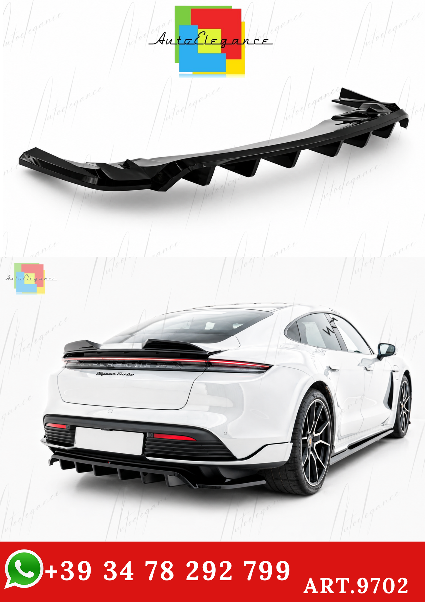 🔥ART.9702 SPLITTER POSTERIORE (CON BARRE VERTICALI PORSCHE TAYCAN TURBO S Mk1🔥