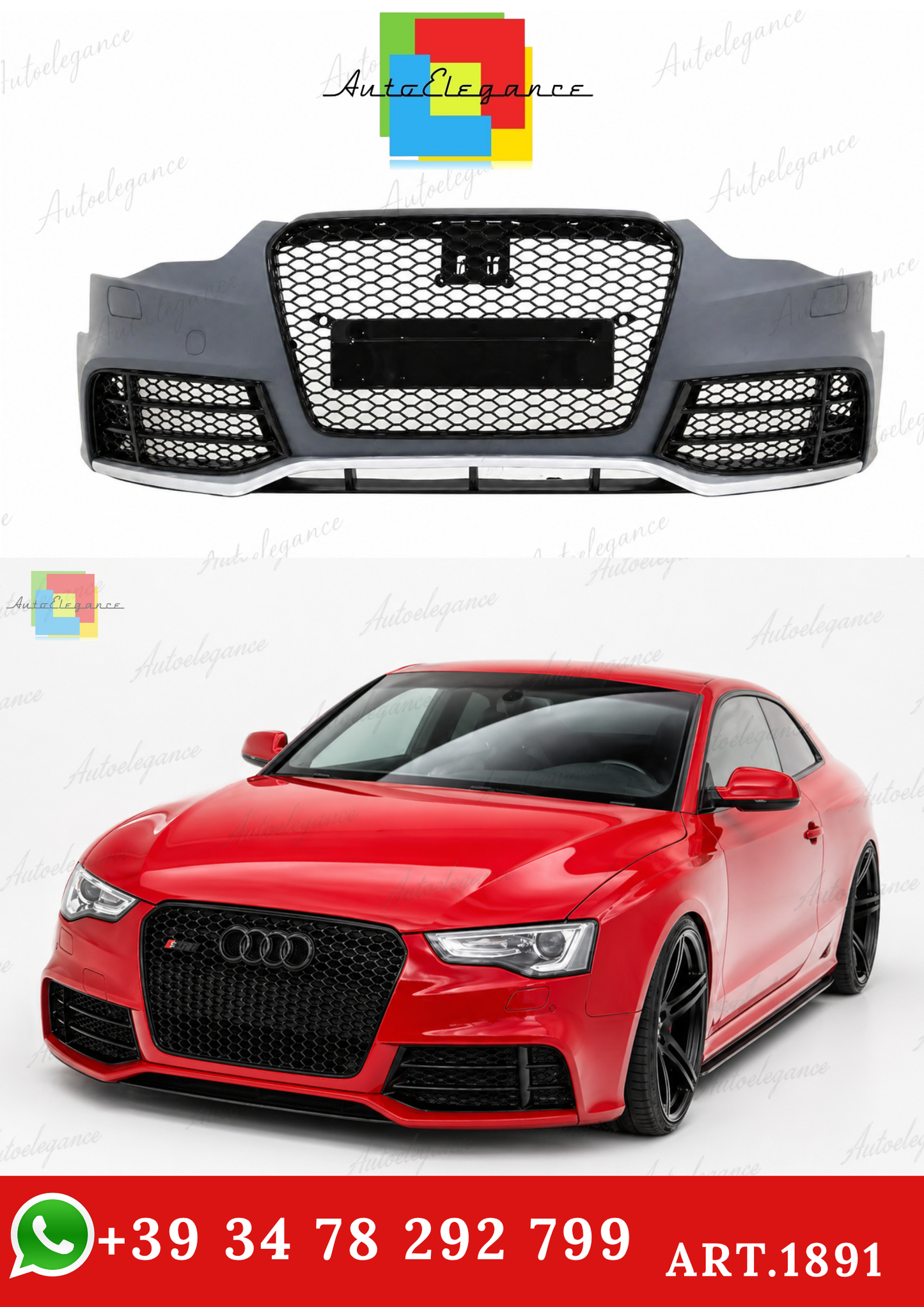 🔥ART.1891 PARAURTI ANTERIORE ADATTO PER AUDI A5 2012-2016 LOOK RS5🔥