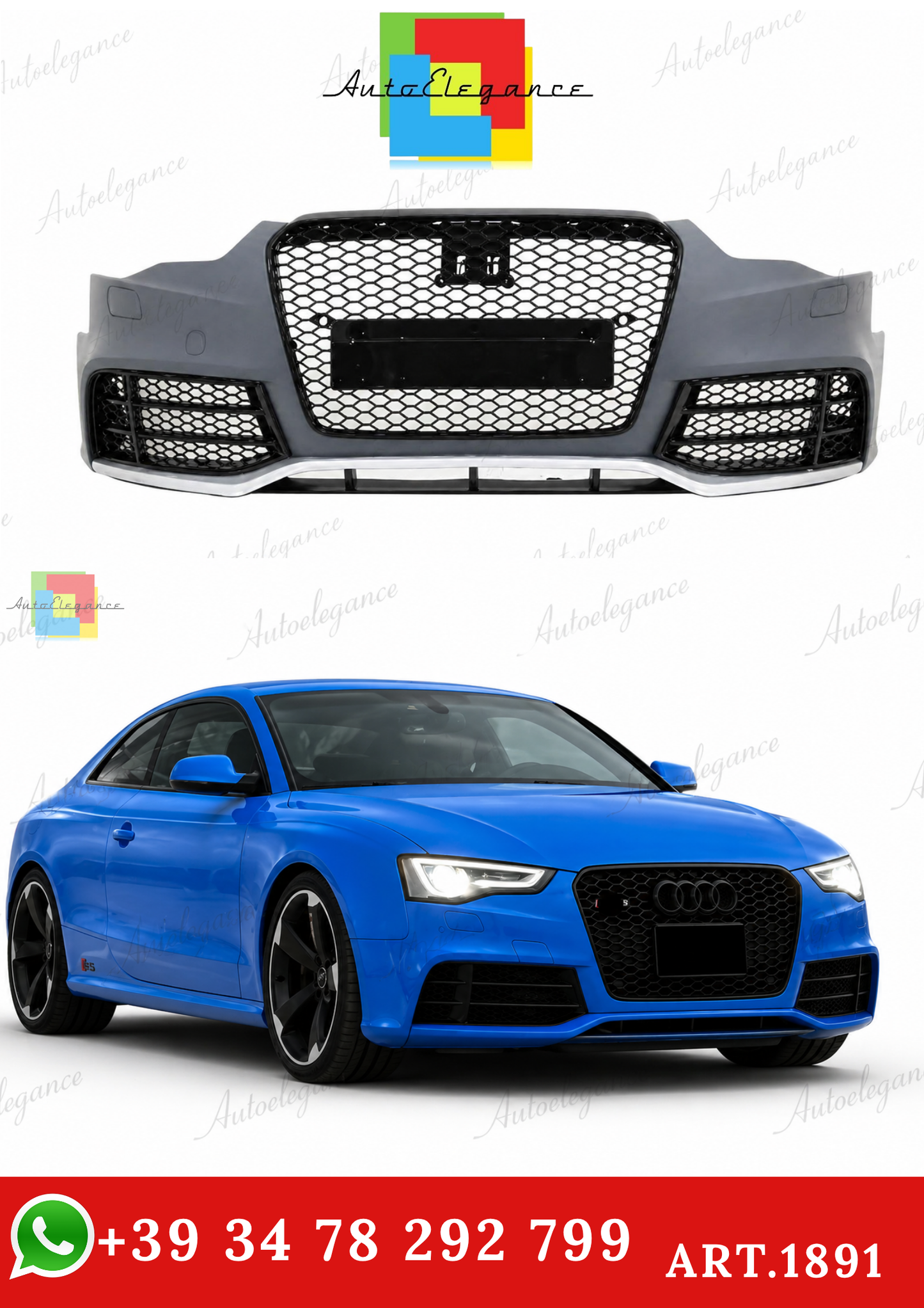 🔥ART.1891 PARAURTI ANTERIORE ADATTO PER AUDI A5 2012-2016 LOOK RS5🔥