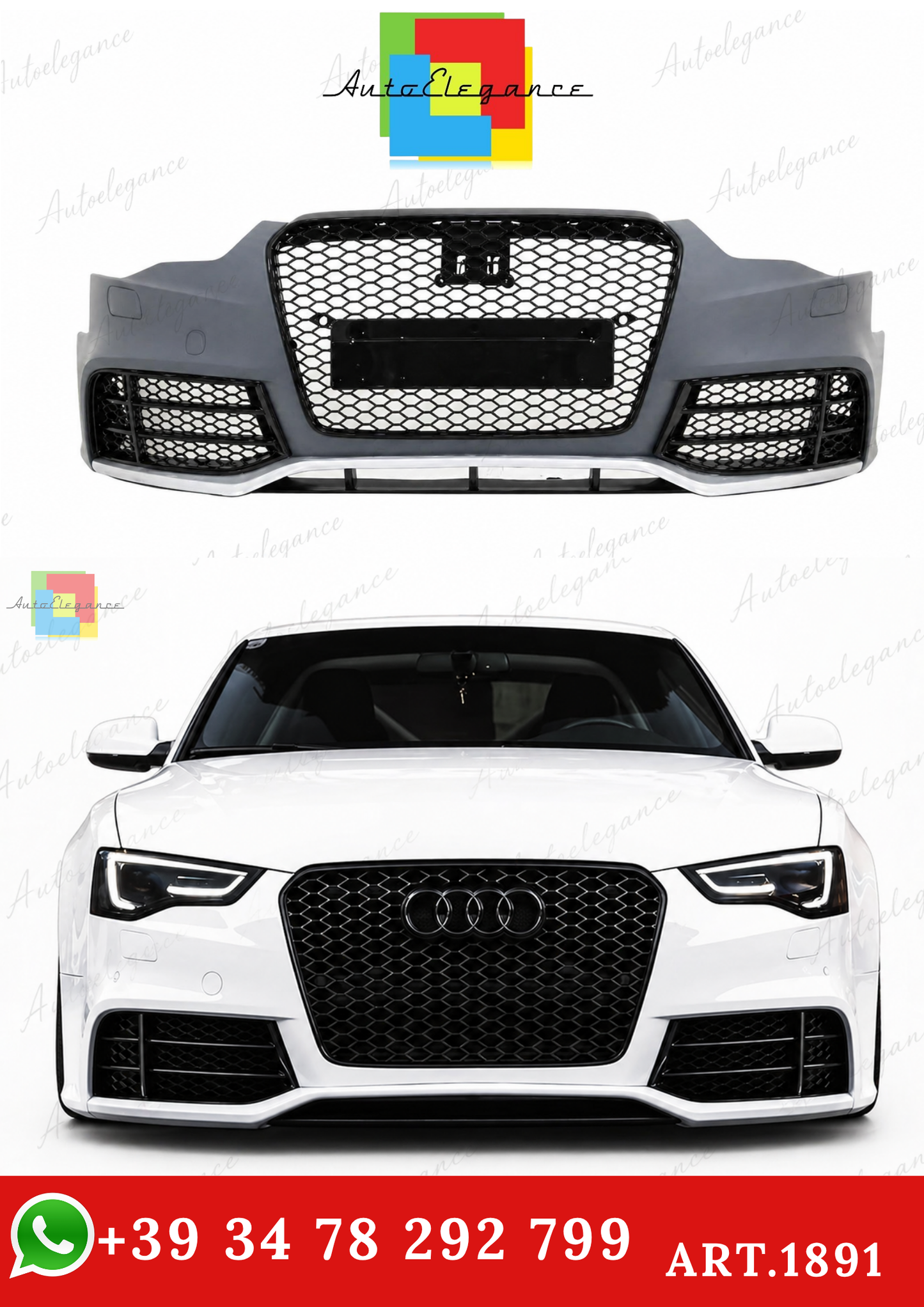 🔥ART.1891 PARAURTI ANTERIORE ADATTO PER AUDI A5 2012-2016 LOOK RS5🔥