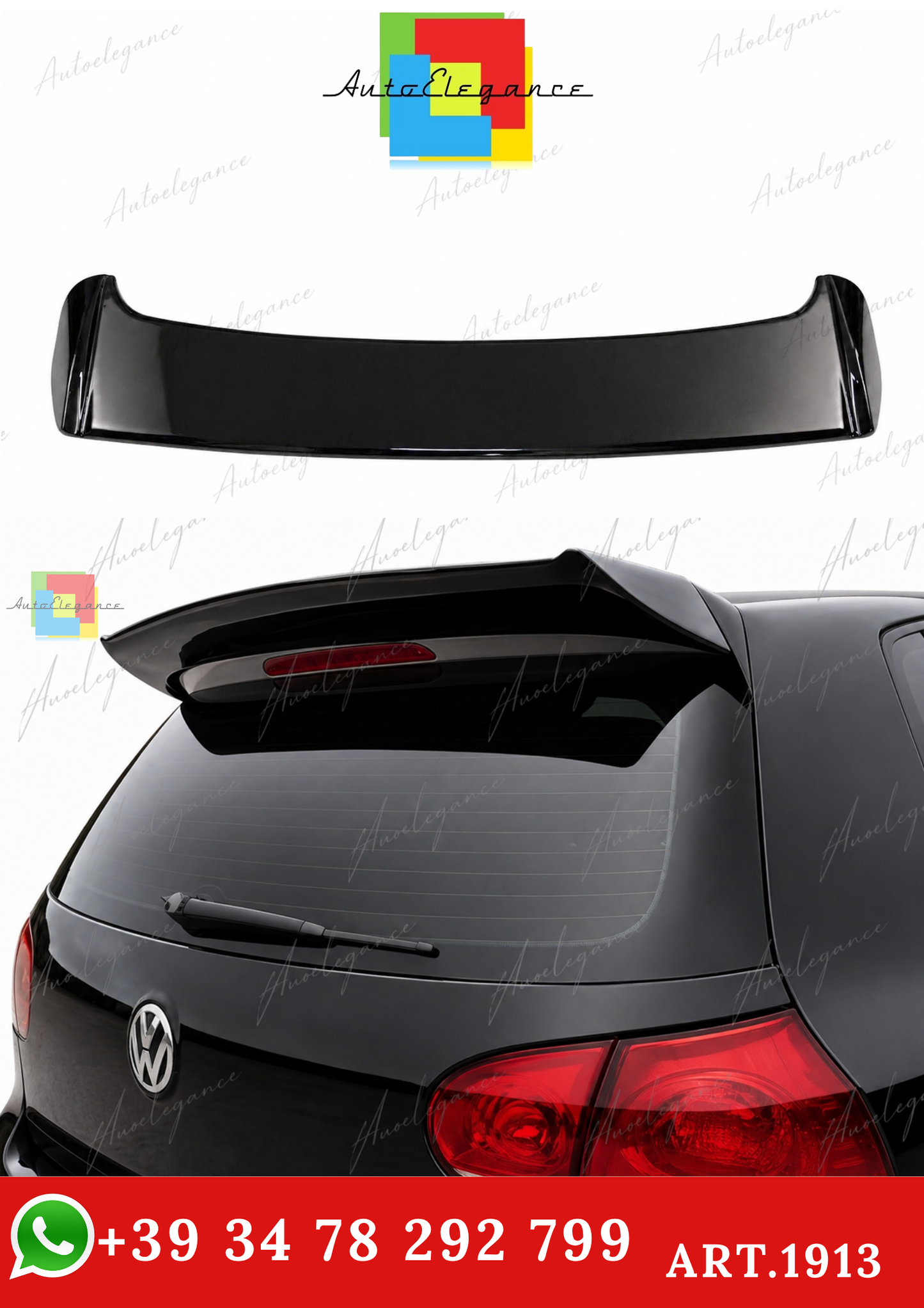 🔥ART.1913 SPOILER ADATTO PER VW GOLF 5 2003-2009 GTI NERO LUCIDO🔥