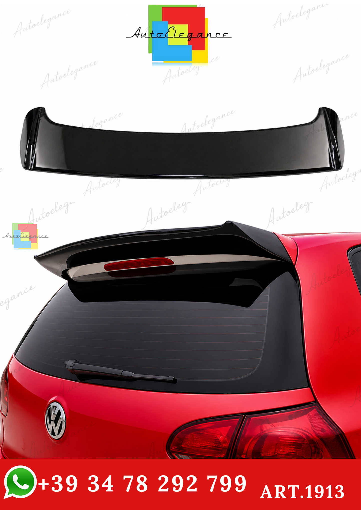 🔥ART.1913 SPOILER ADATTO PER VW GOLF 5 2003-2009 GTI NERO LUCIDO🔥