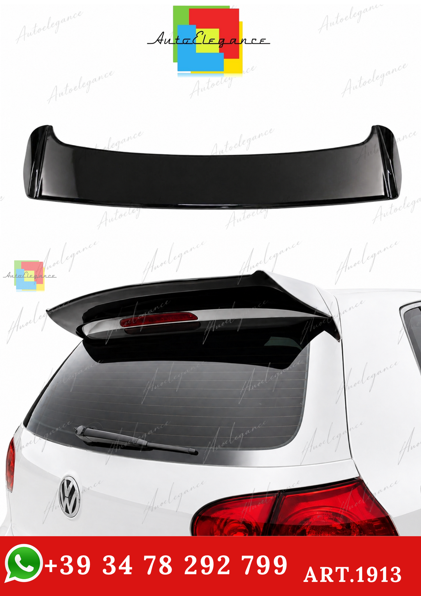 🔥ART.1913 SPOILER ADATTO PER VW GOLF 5 2003-2009 GTI NERO LUCIDO🔥