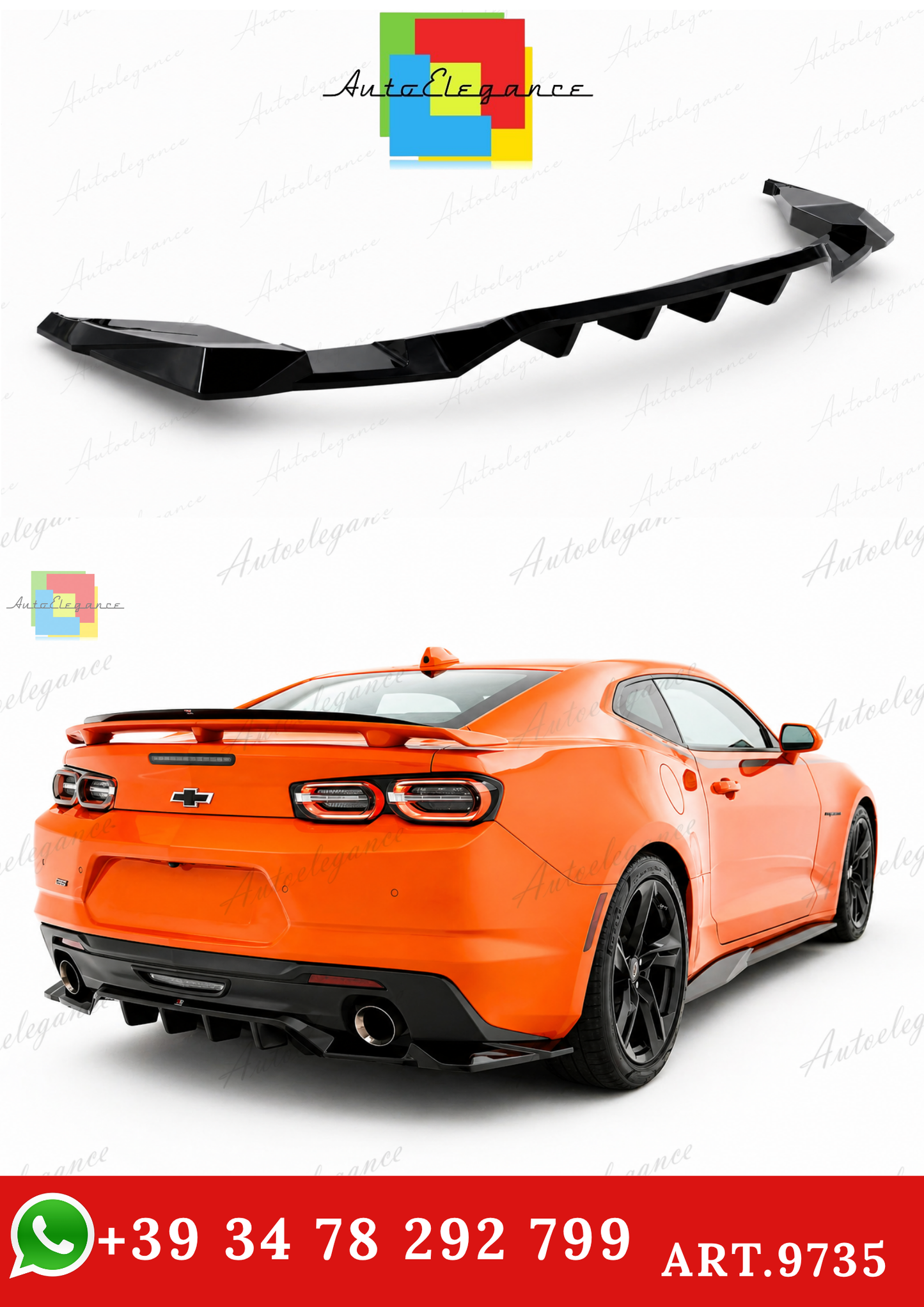 🔥ART.9735 SPLITTER POSTERIORE PER CHEVROLET CAMARO SS Mk6 FACELIFT🔥