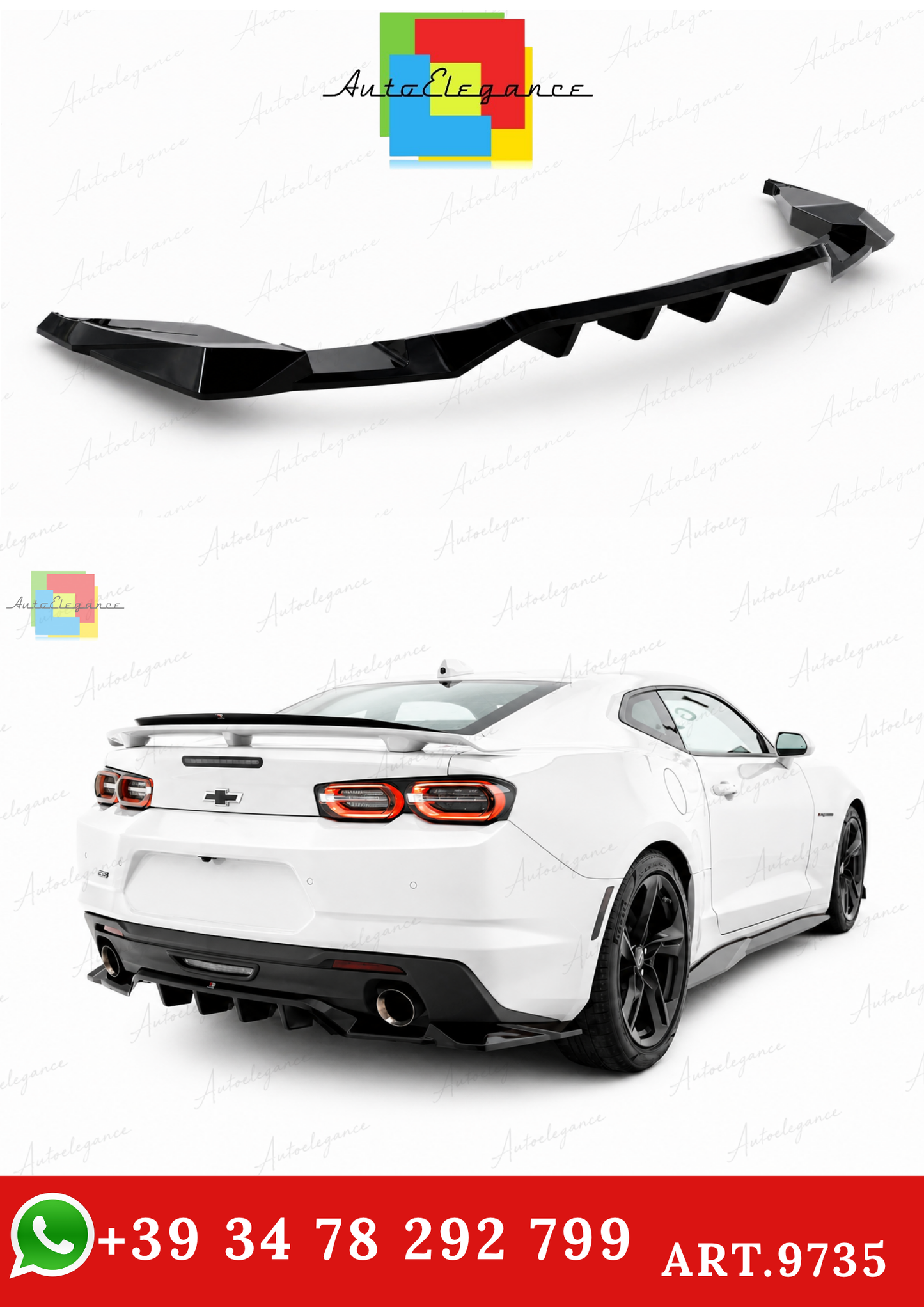 🔥ART.9735 SPLITTER POSTERIORE PER CHEVROLET CAMARO SS Mk6 FACELIFT🔥