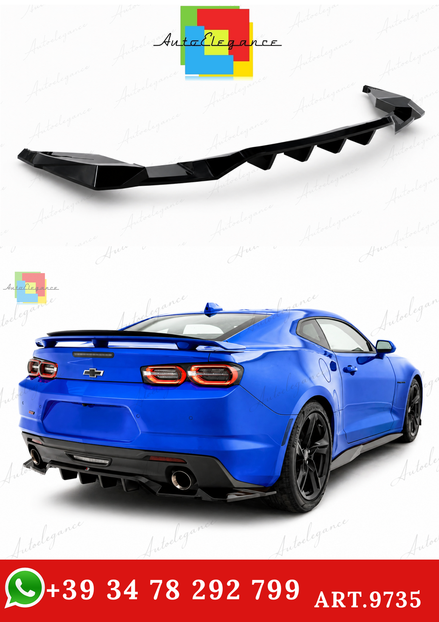 🔥ART.9735 SPLITTER POSTERIORE PER CHEVROLET CAMARO SS Mk6 FACELIFT🔥