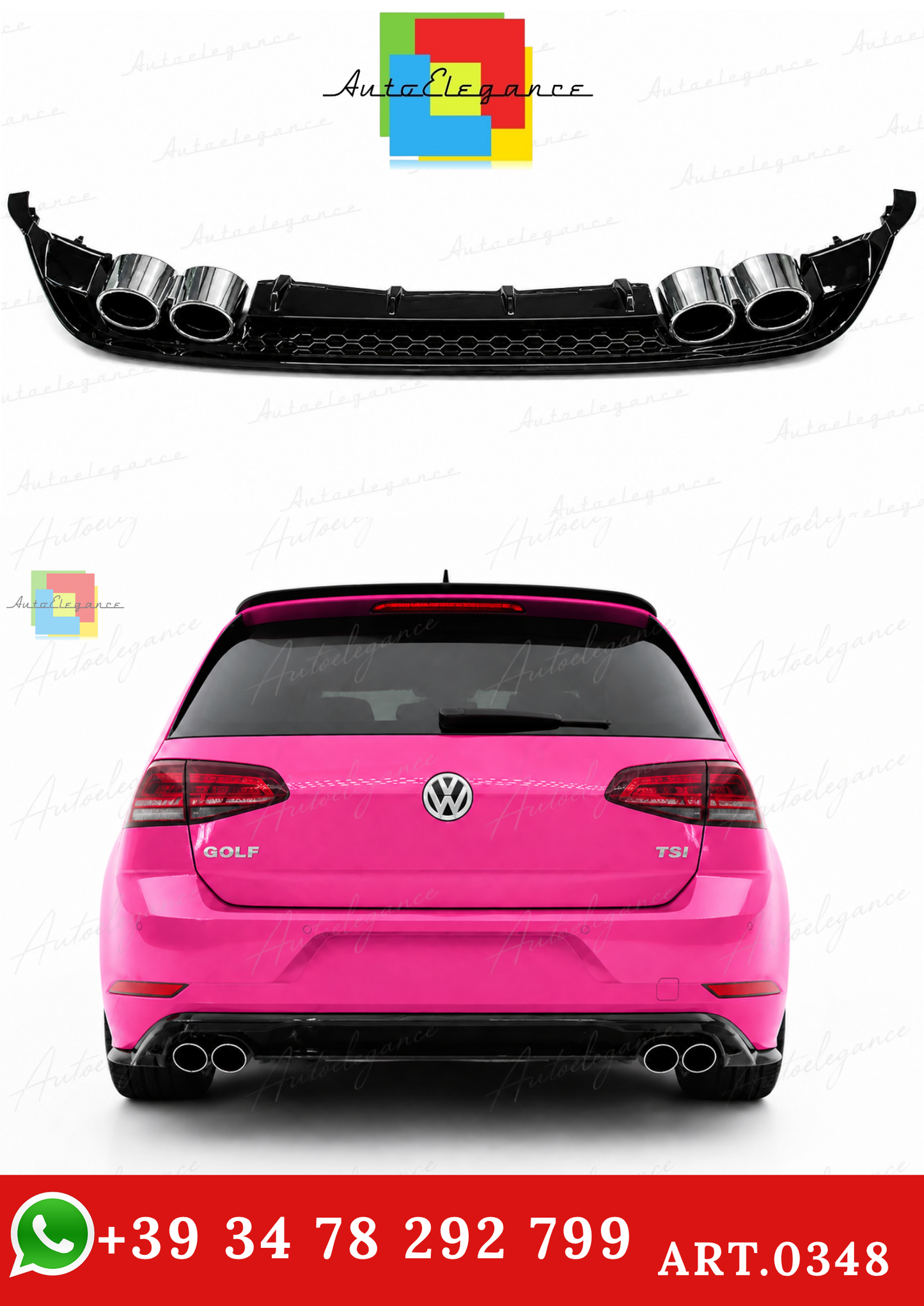 🔥ART.0348 DIFFUSORE ADATTO PER VW GOLF 7.5 2+2 NERO LUCIDO🔥