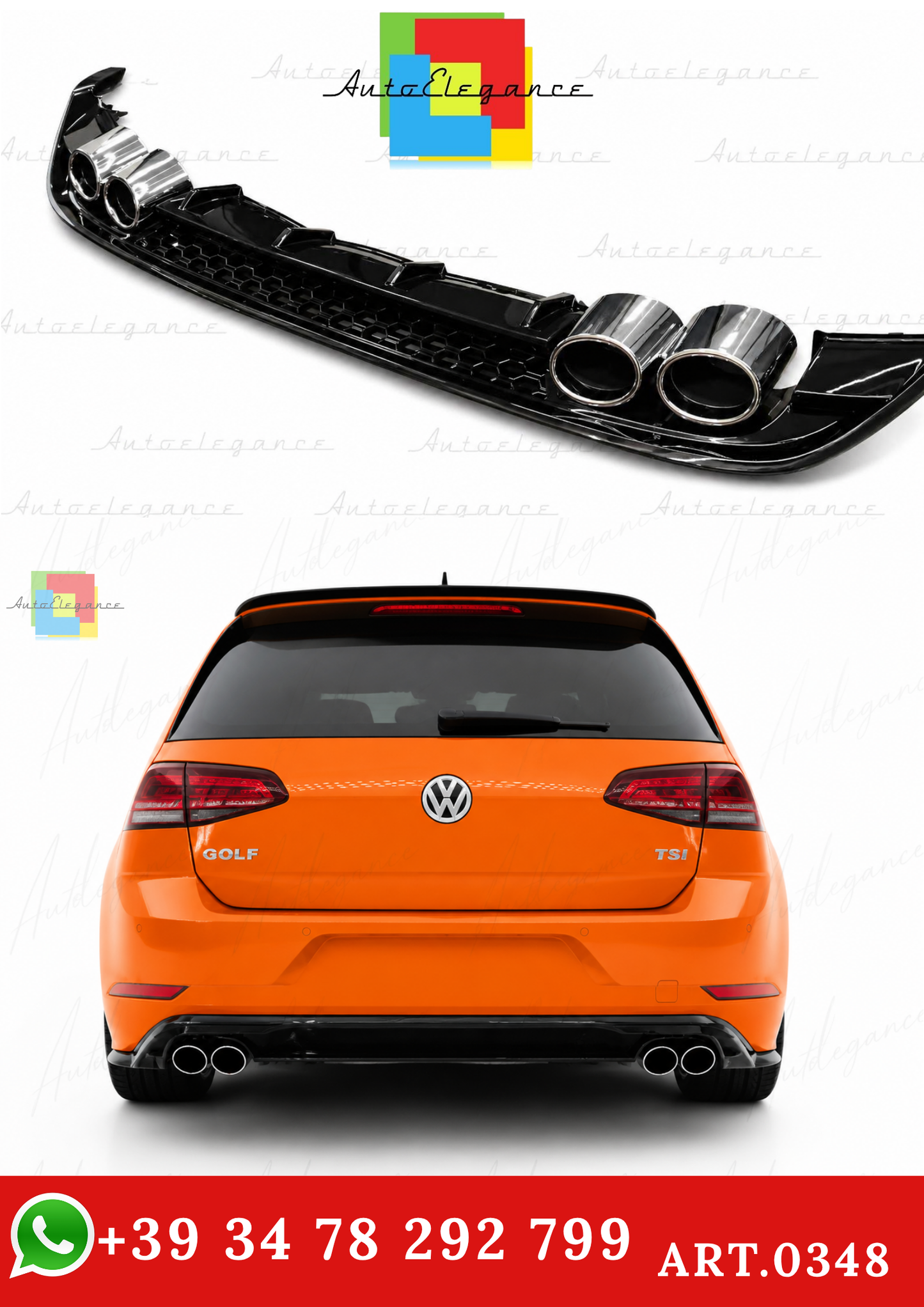 🔥ART.0348 DIFFUSORE ADATTO PER VW GOLF 7.5 2+2 NERO LUCIDO🔥
