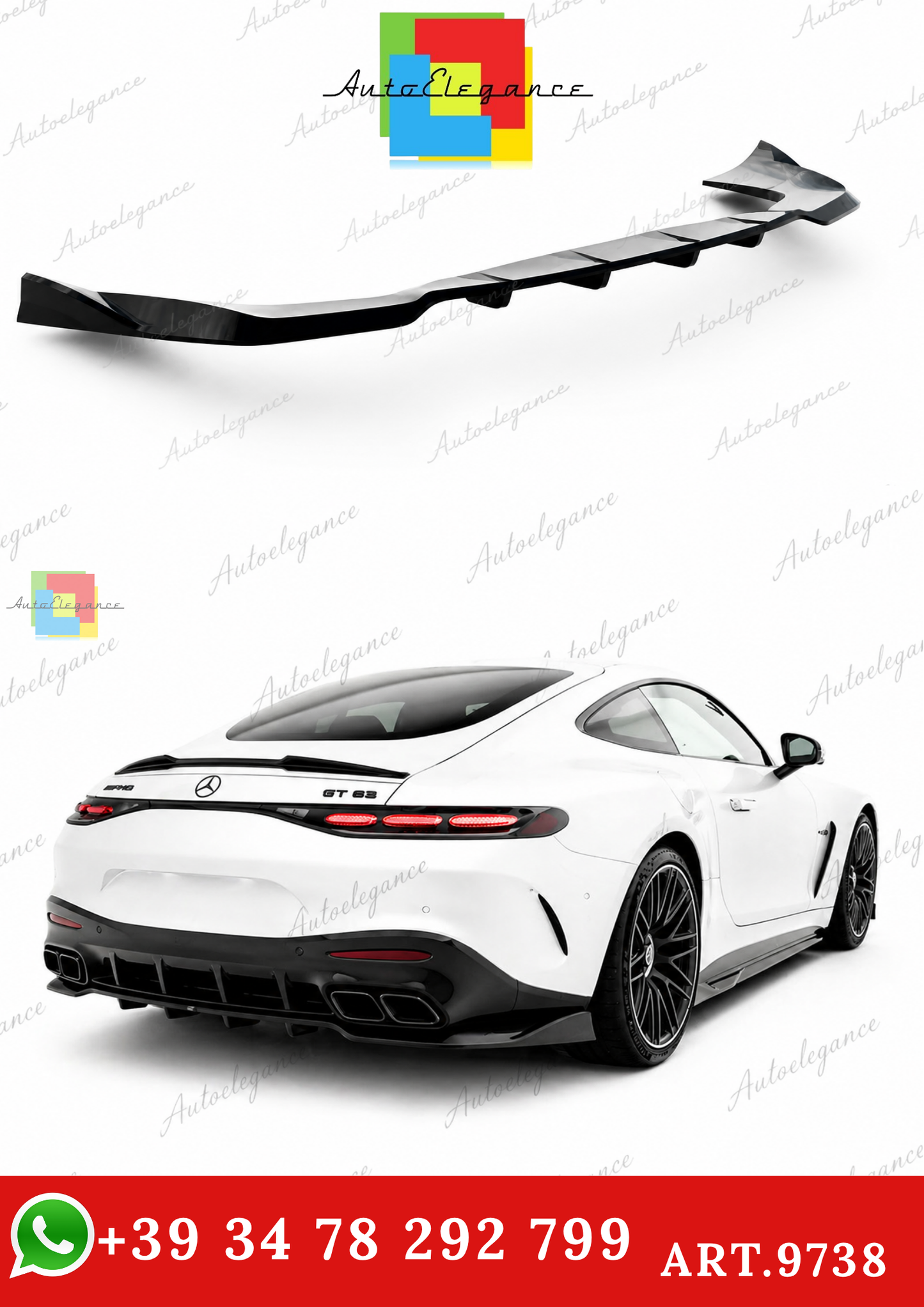 🔥ART.9738 SPLITTER POSTERIORE V.2 PER MERCEDES-AMG GT 63 / 55 / 63 S E C192🔥