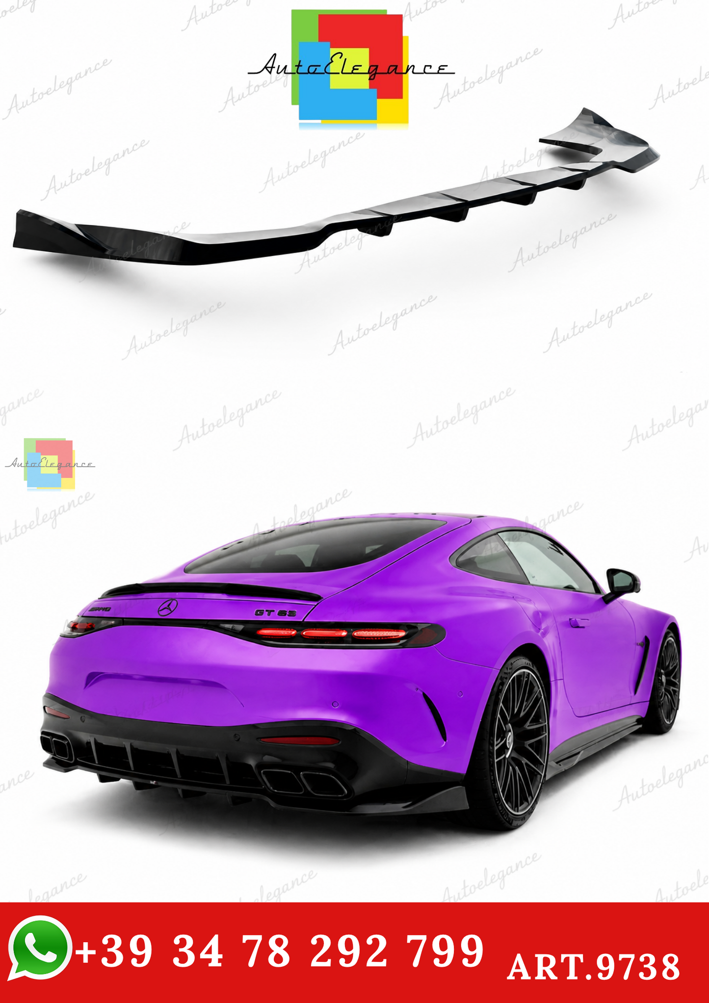 🔥ART.9738 SPLITTER POSTERIORE V.2 PER MERCEDES-AMG GT 63 / 55 / 63 S E C192🔥