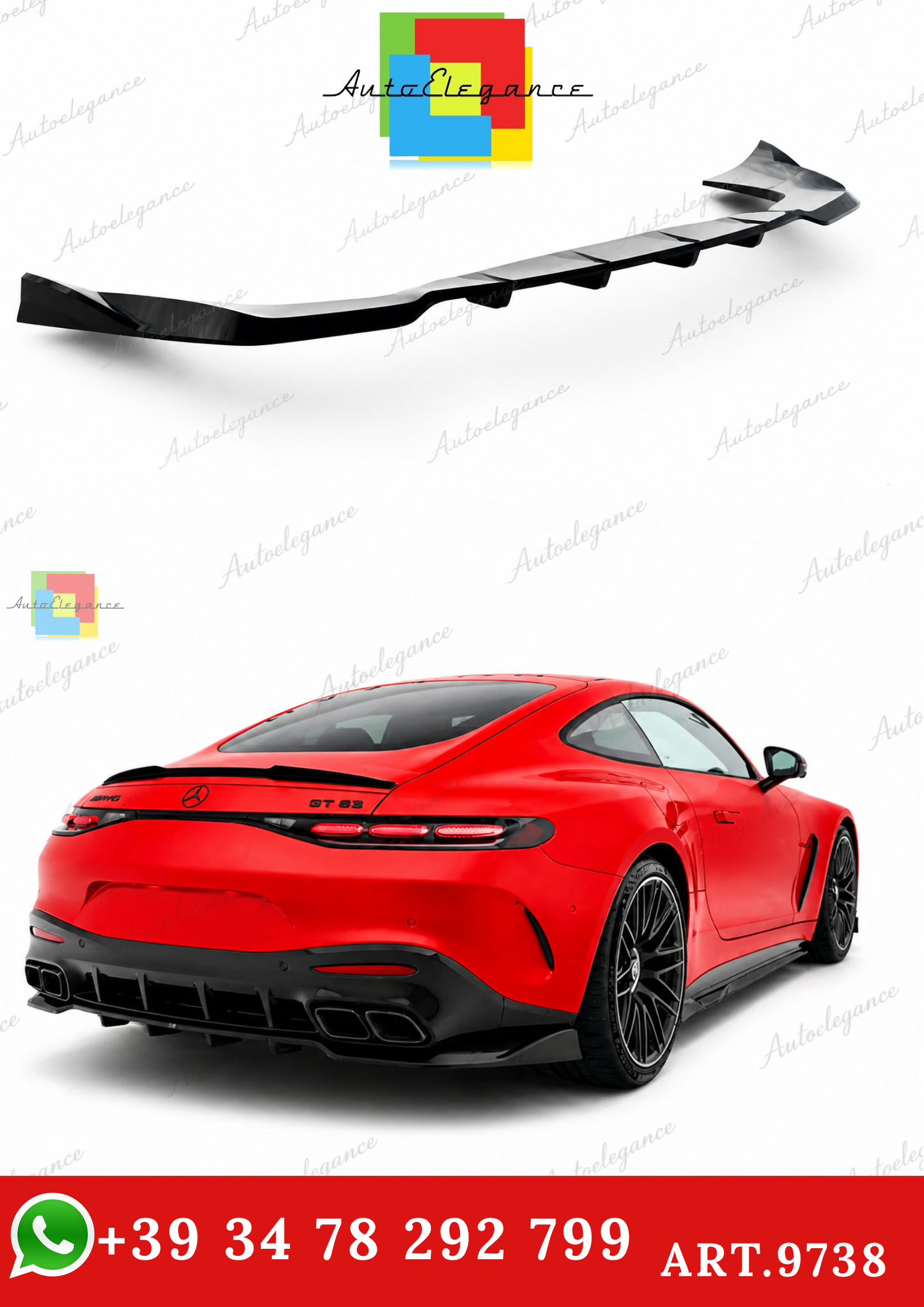 🔥ART.9738 SPLITTER POSTERIORE V.2 PER MERCEDES-AMG GT 63 / 55 / 63 S E C192🔥