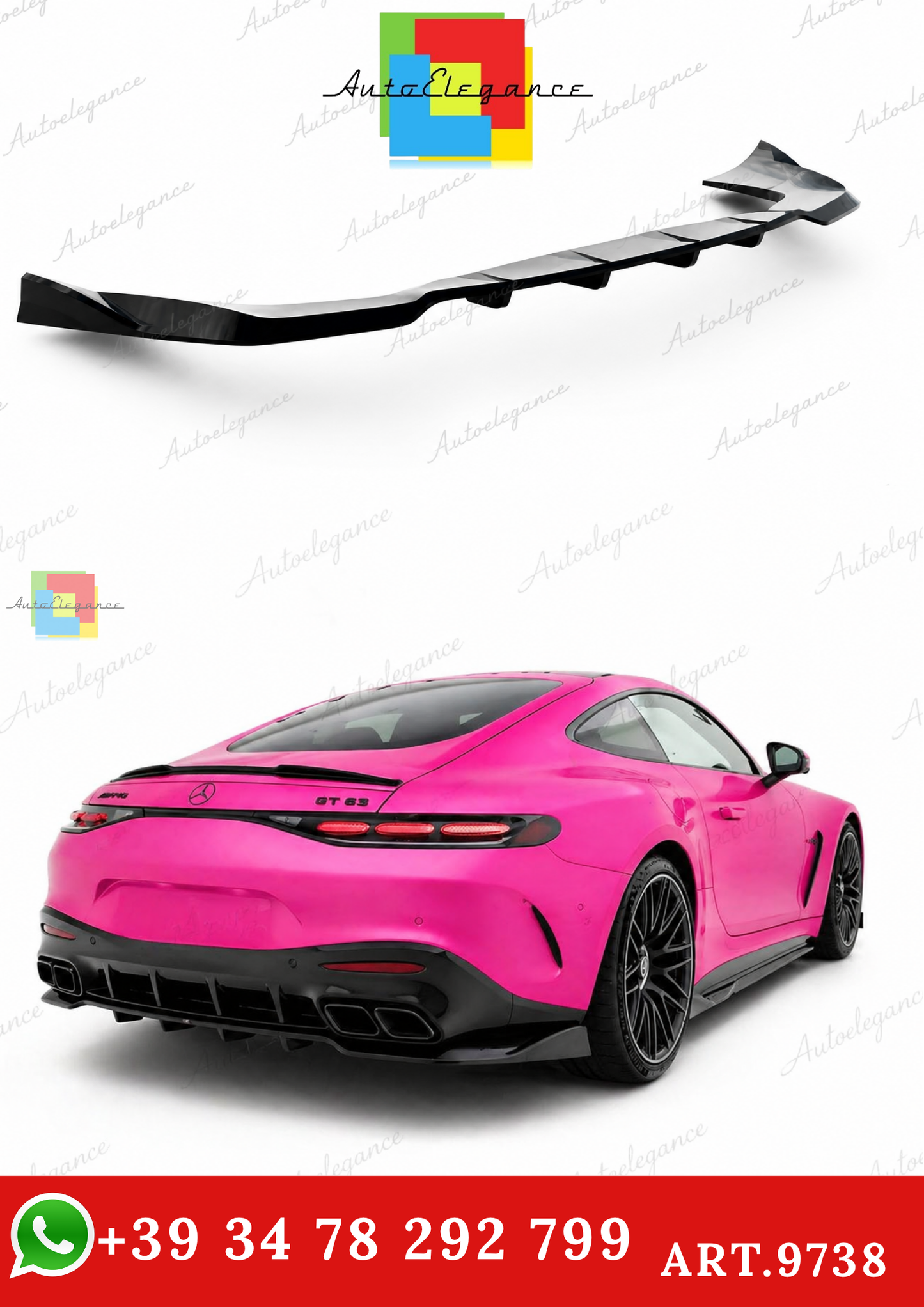 🔥ART.9738 SPLITTER POSTERIORE V.2 PER MERCEDES-AMG GT 63 / 55 / 63 S E C192🔥