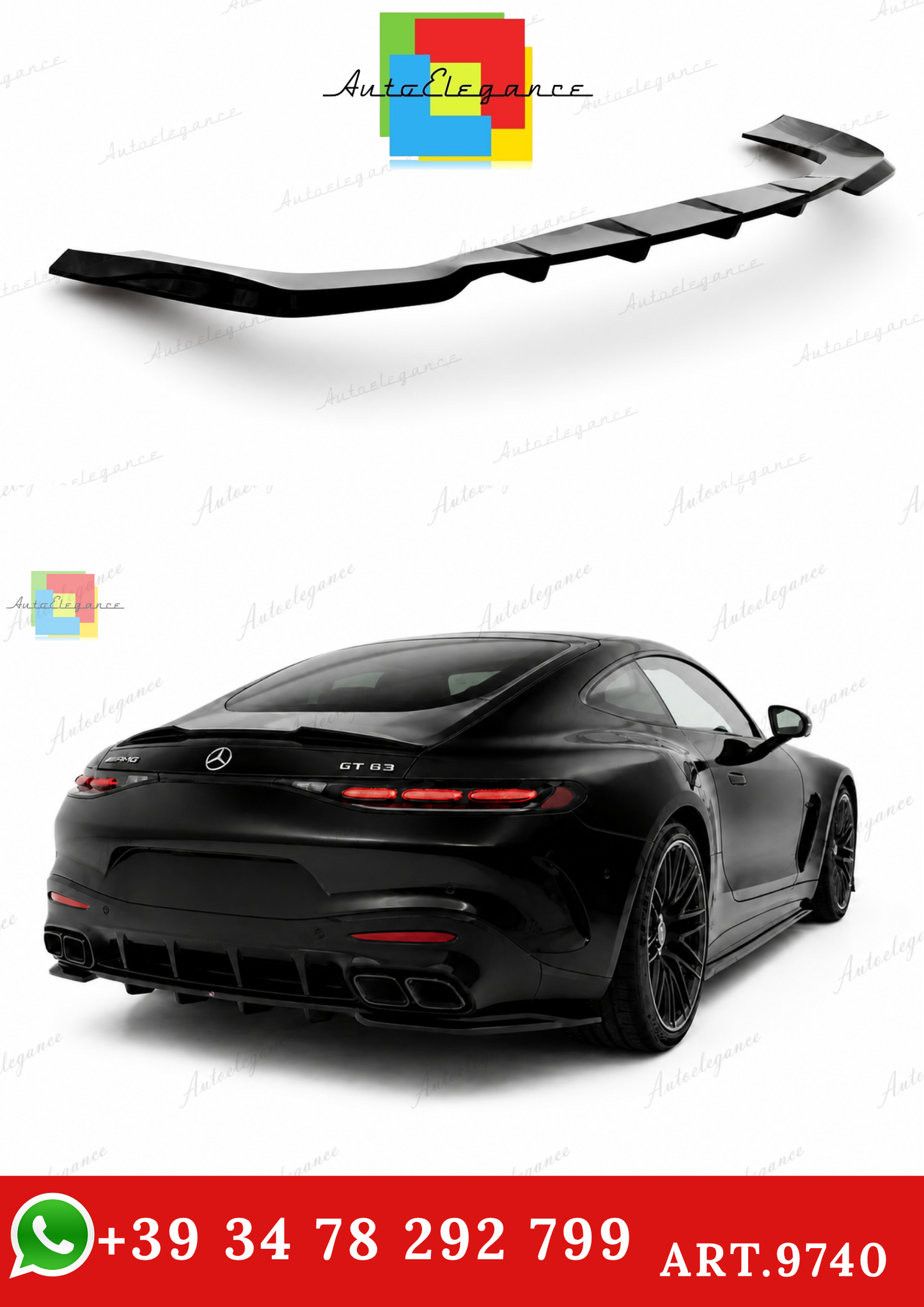 🔥ART.9740 SPLITTER POSTERIORE V.1 PER MERCEDES-AMG GT 63 / 55 / 63 S C192🔥