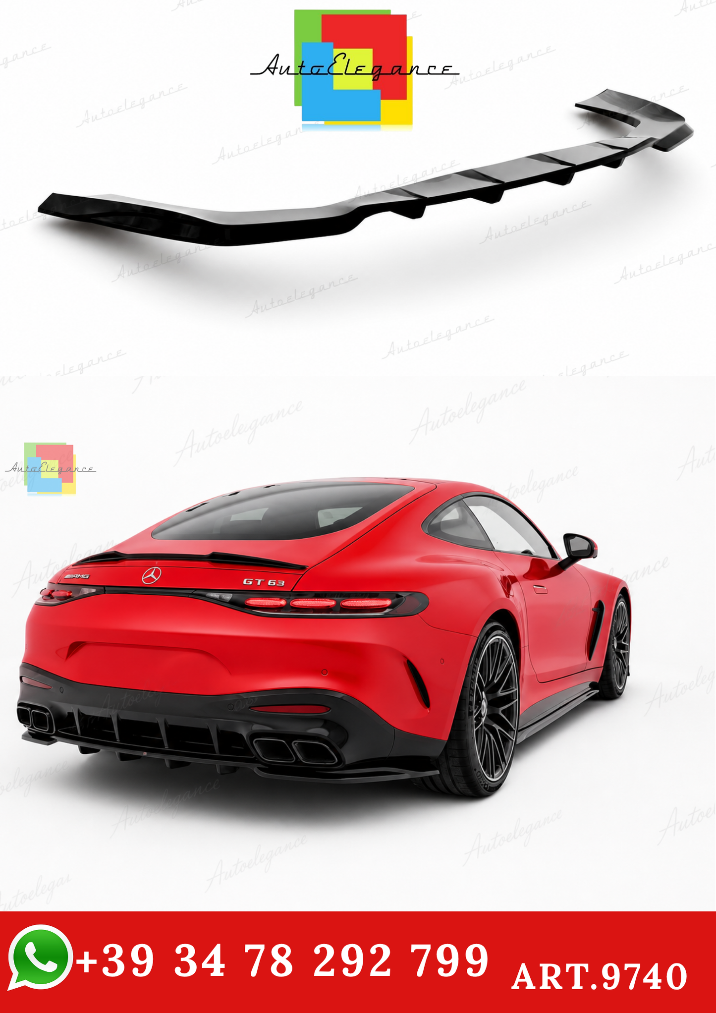 🔥ART.9740 SPLITTER POSTERIORE V.1 PER MERCEDES-AMG GT 63 / 55 / 63 S C192🔥