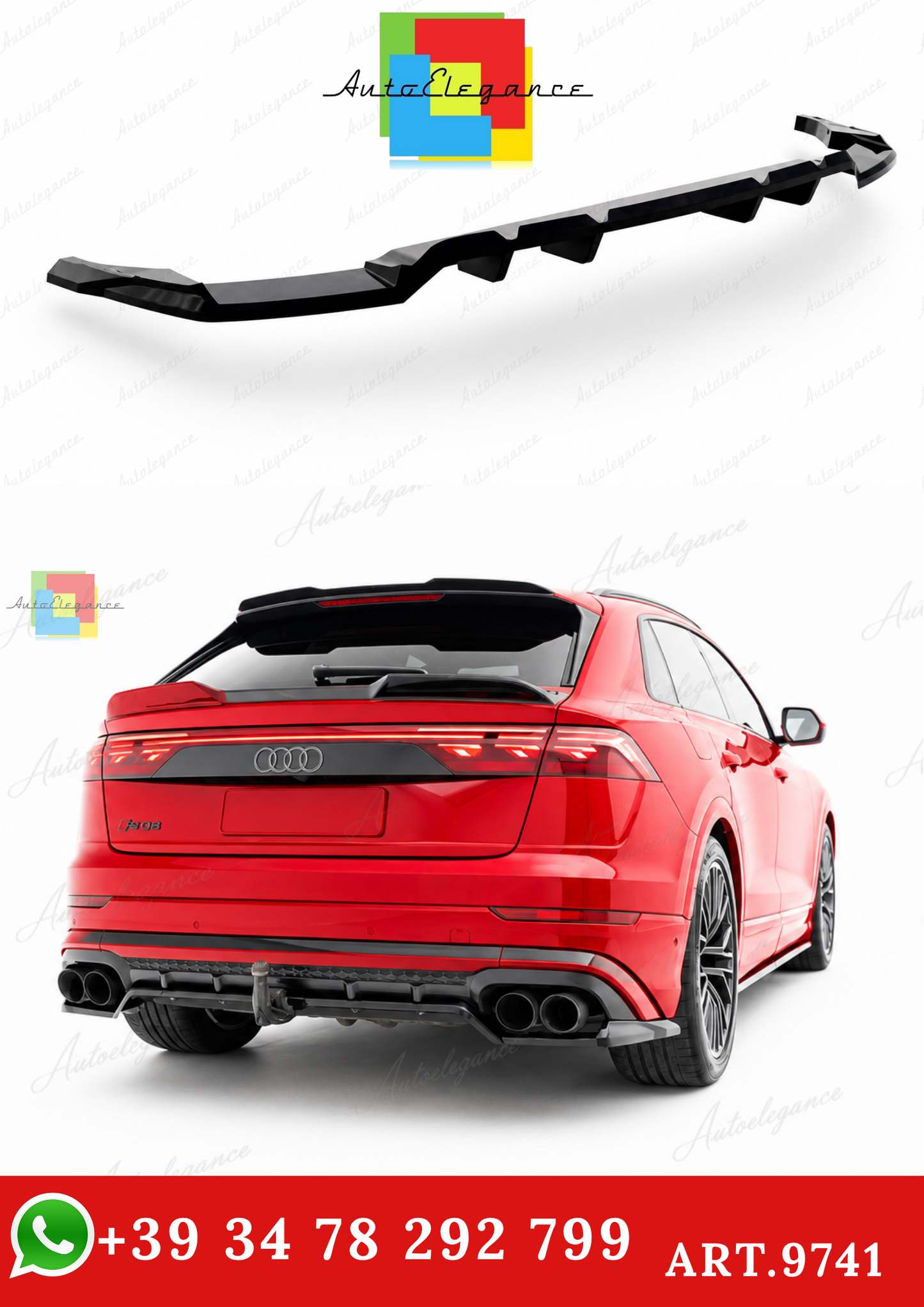 🔥ART.9741 SPLITTER POSTERIORE V.2 PER AUDI SQ8 / Q8 S-LINE Mk1 FACELIFT🔥