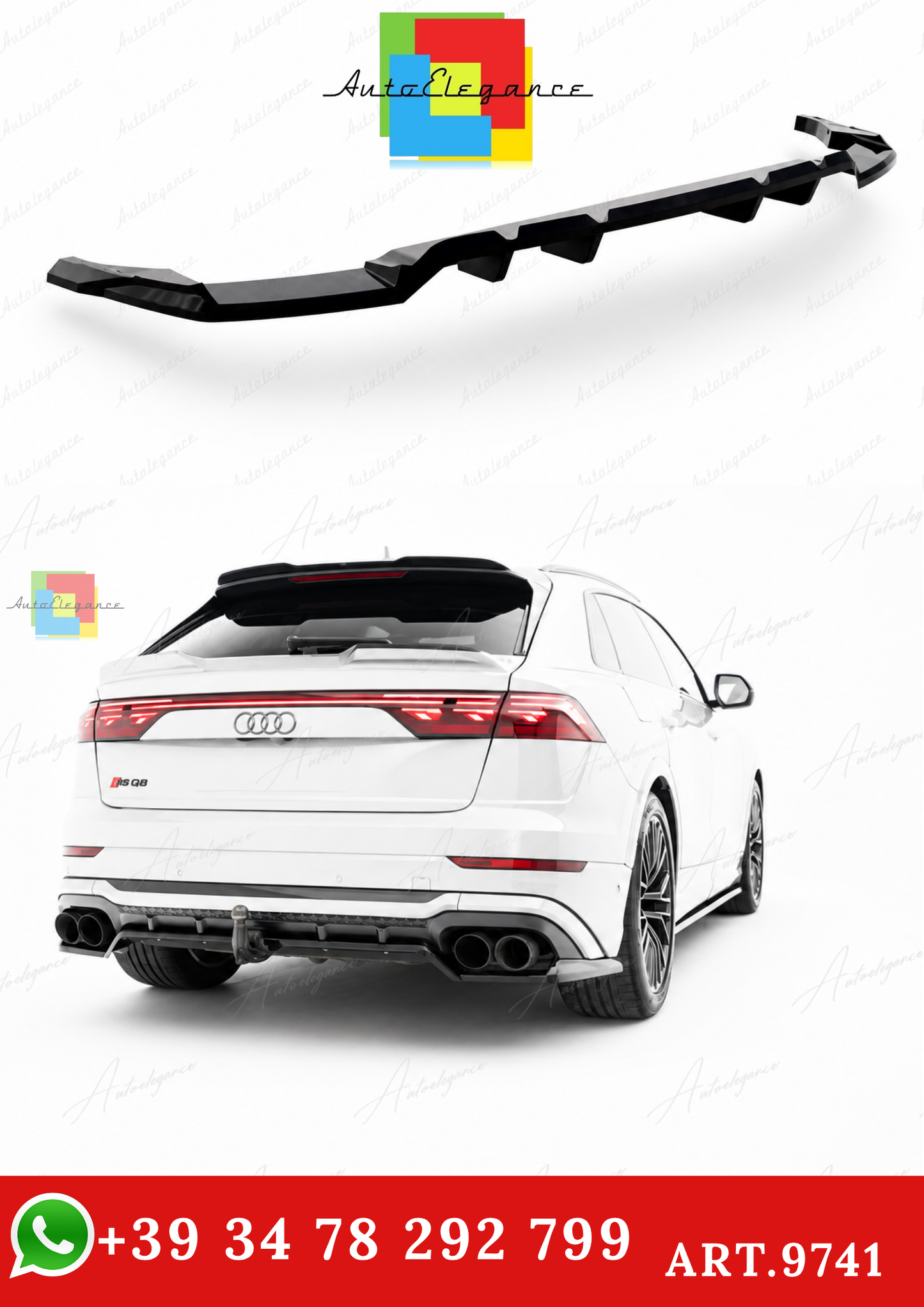 🔥ART.9741 SPLITTER POSTERIORE V.2 PER AUDI SQ8 / Q8 S-LINE Mk1 FACELIFT🔥