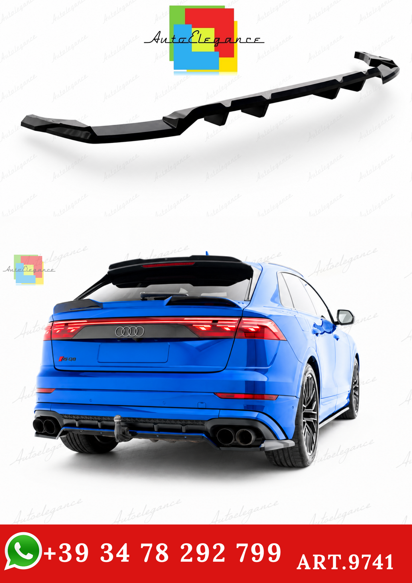 🔥ART.9741 SPLITTER POSTERIORE V.2 PER AUDI SQ8 / Q8 S-LINE Mk1 FACELIFT🔥