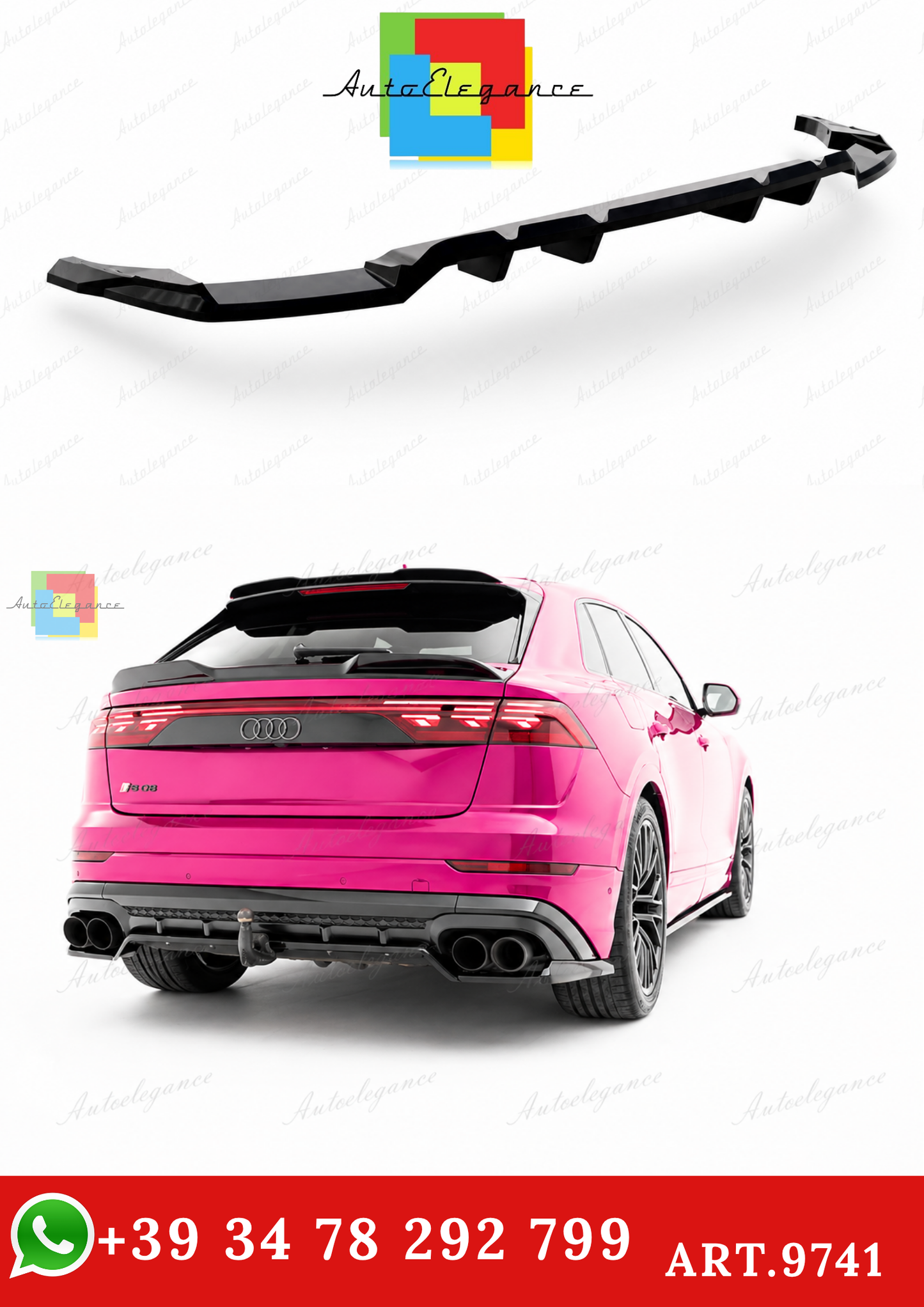 🔥ART.9741 SPLITTER POSTERIORE V.2 PER AUDI SQ8 / Q8 S-LINE Mk1 FACELIFT🔥