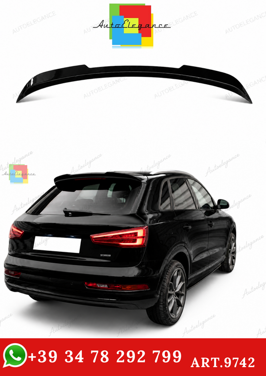 🔥ART.9742 SPOILER POSTERIORE PER TETTO Q3 NERO LUCIDO IN ABS / 12 - 18🔥