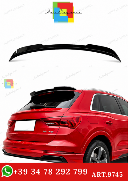 🔥ART.9745 SPOILER POSTERIORE PER TETTO AUDI Q3 NERO LUCIDO IN ABS / 2018+🔥