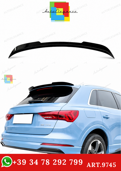 🔥ART.9745 SPOILER POSTERIORE PER TETTO AUDI Q3 NERO LUCIDO IN ABS / 2018+🔥