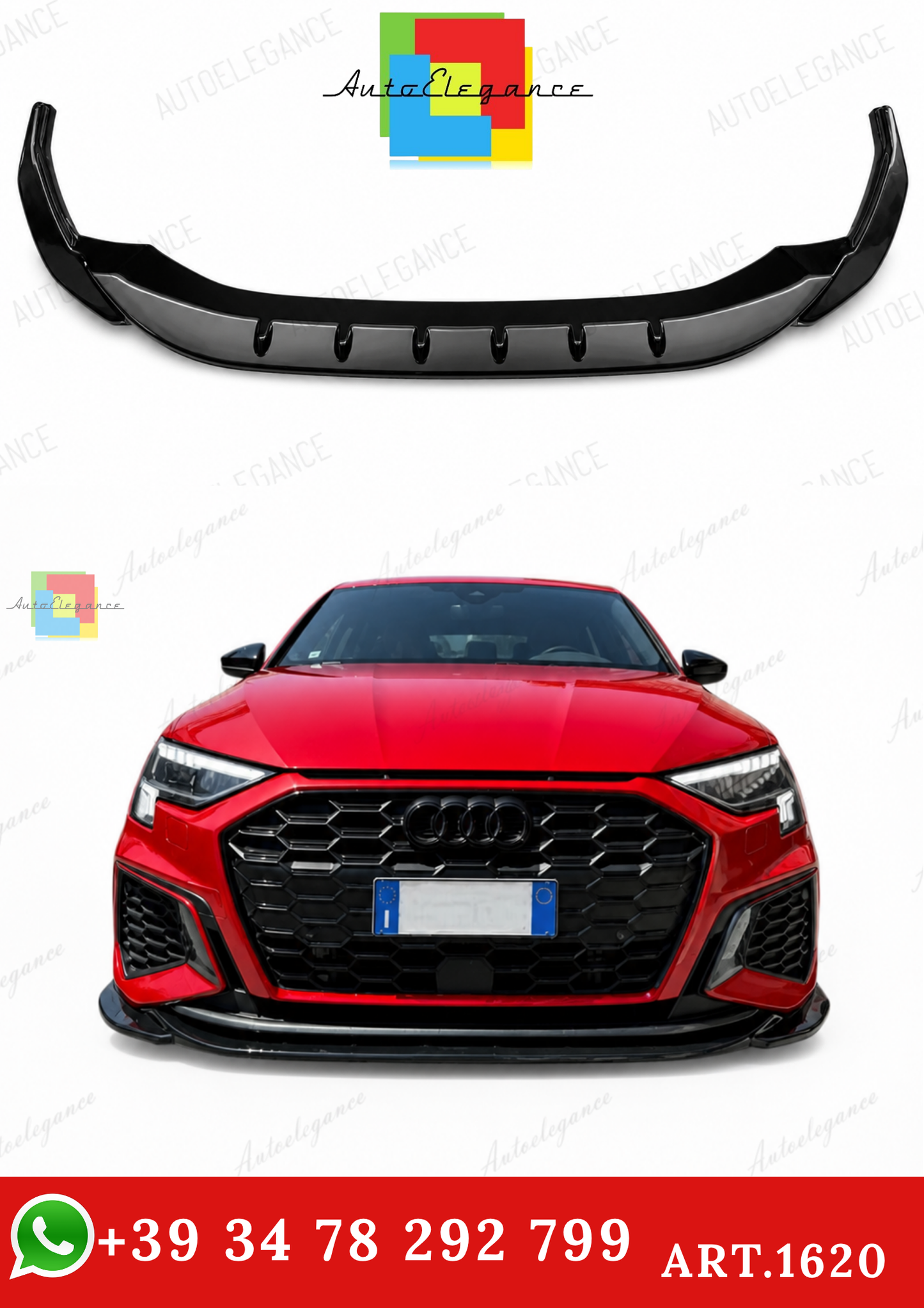 🔥ART.1620 SPLITTER ANTERIORE ADATTO PER AUDI A3 S3 8Y 2020+LOOK SPORTIVO🔥