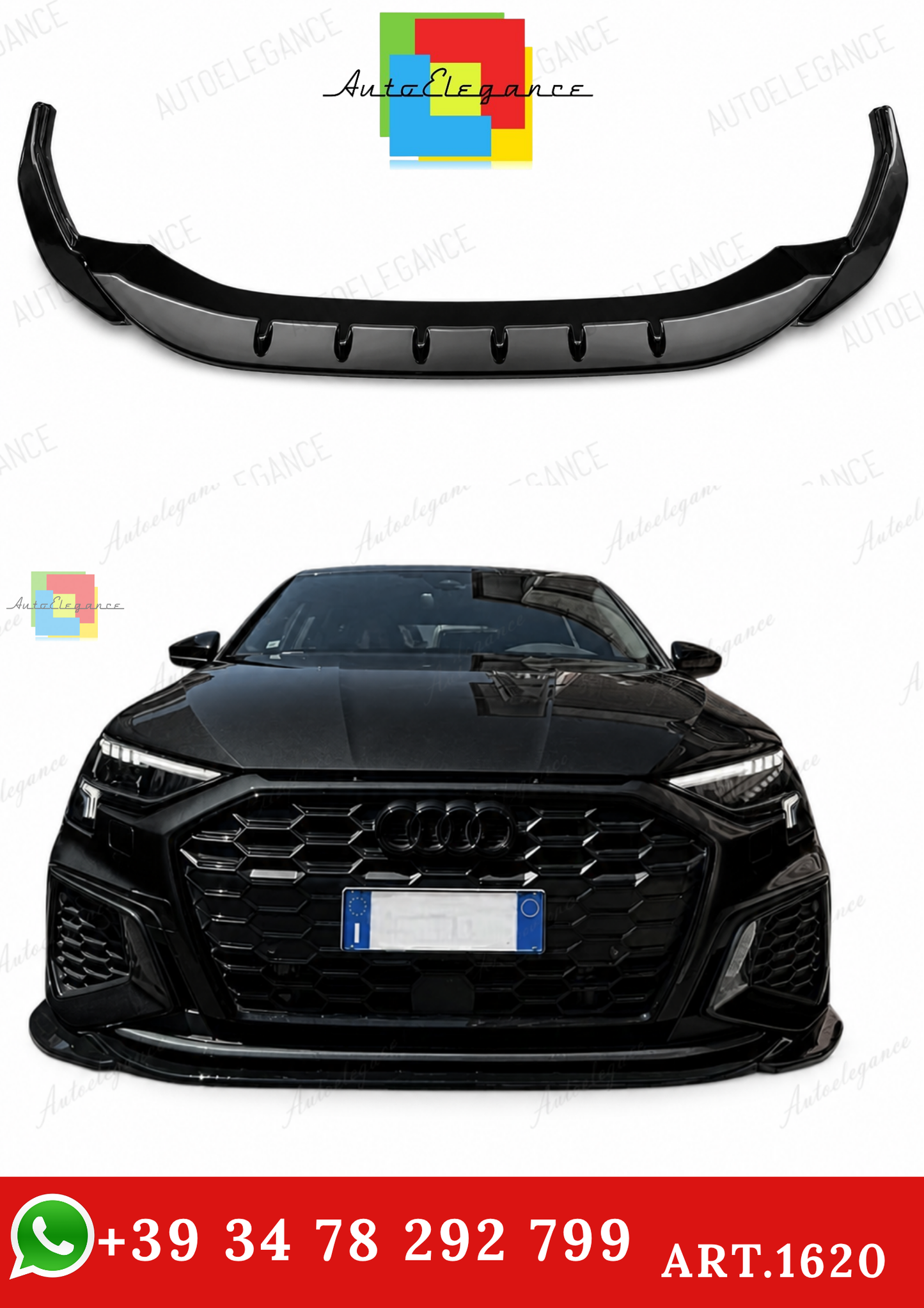 🔥ART.1620 SPLITTER ANTERIORE ADATTO PER AUDI A3 S3 8Y 2020+LOOK SPORTIVO🔥