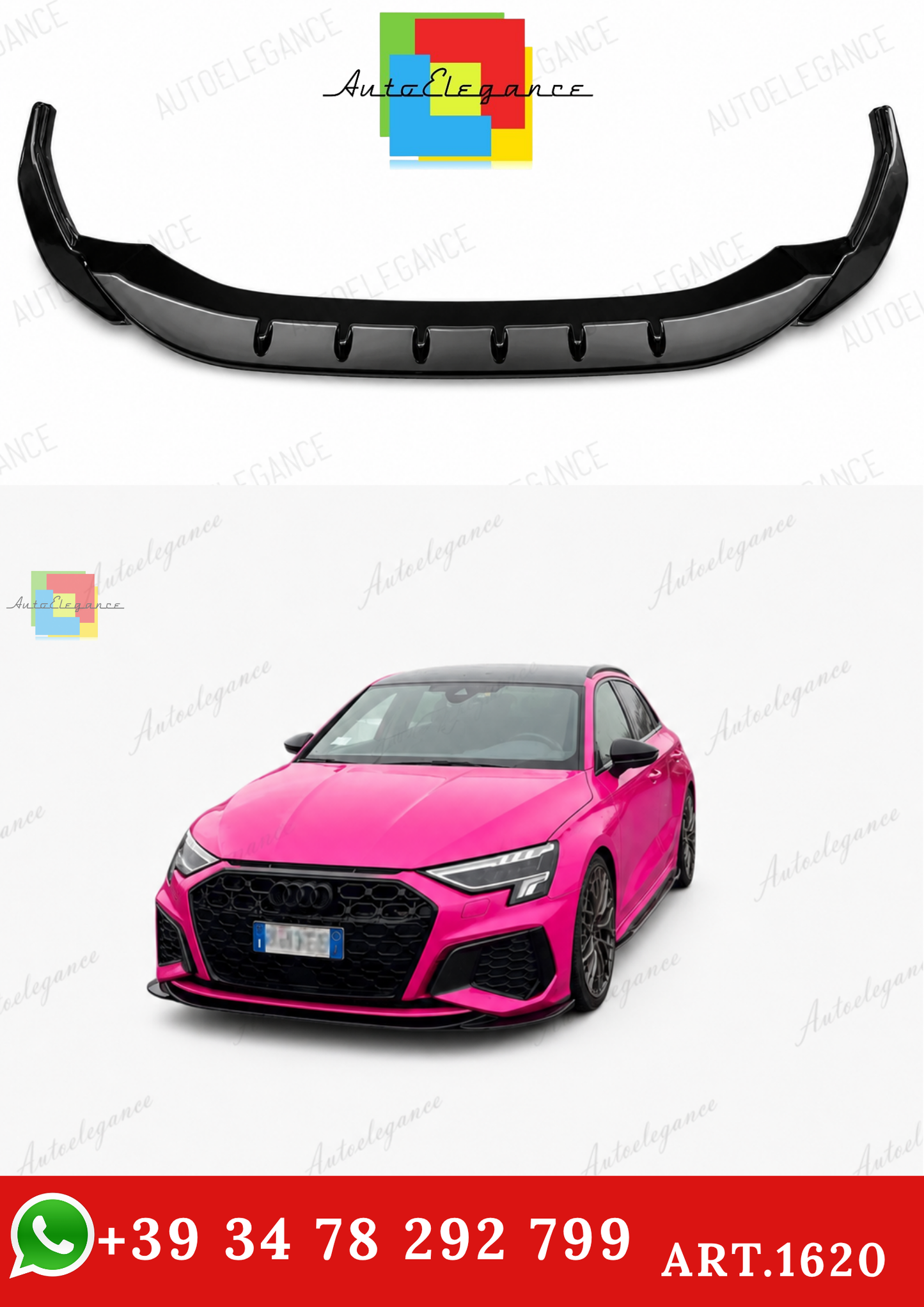 🔥ART.1620 SPLITTER ANTERIORE ADATTO PER AUDI A3 S3 8Y 2020+LOOK SPORTIVO🔥