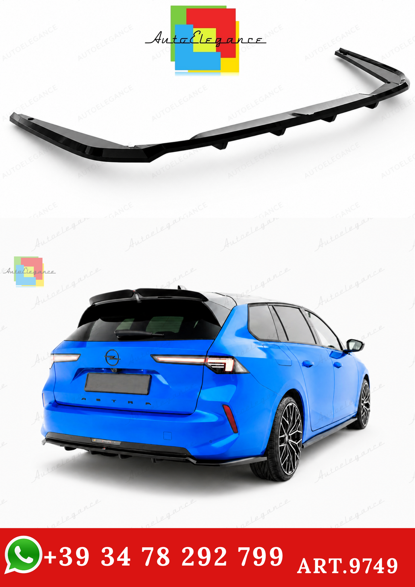 🔥ART.9749 SPLITTER POSTERIORE PER OPEL ASTRA SPORTS TOURER L (MK6)🔥