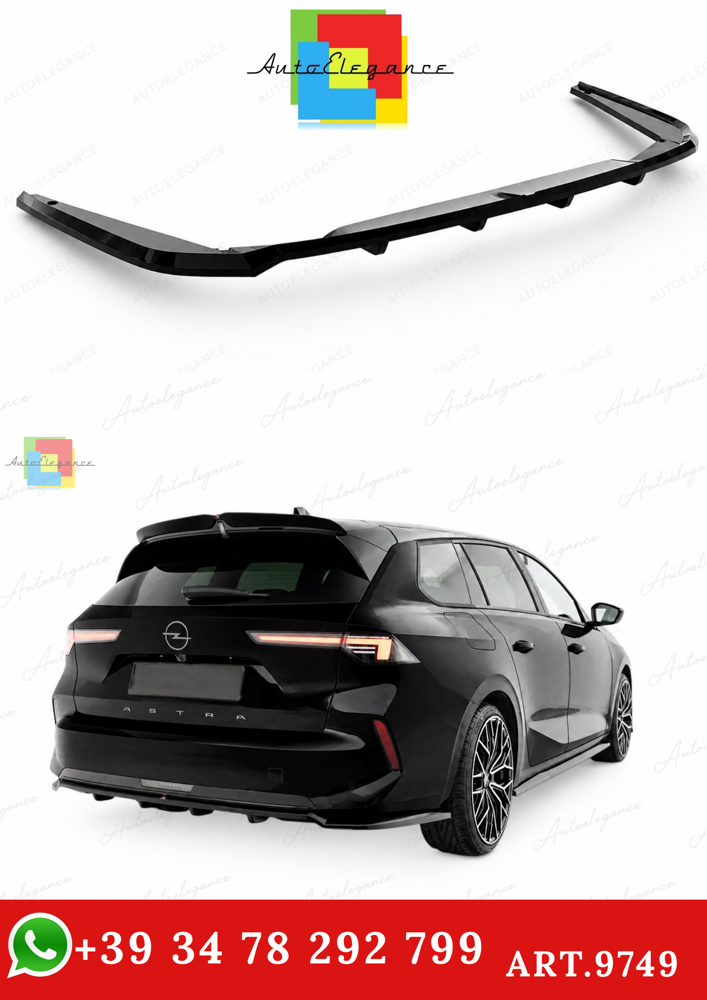 🔥ART.9749 SPLITTER POSTERIORE PER OPEL ASTRA SPORTS TOURER L (MK6)🔥