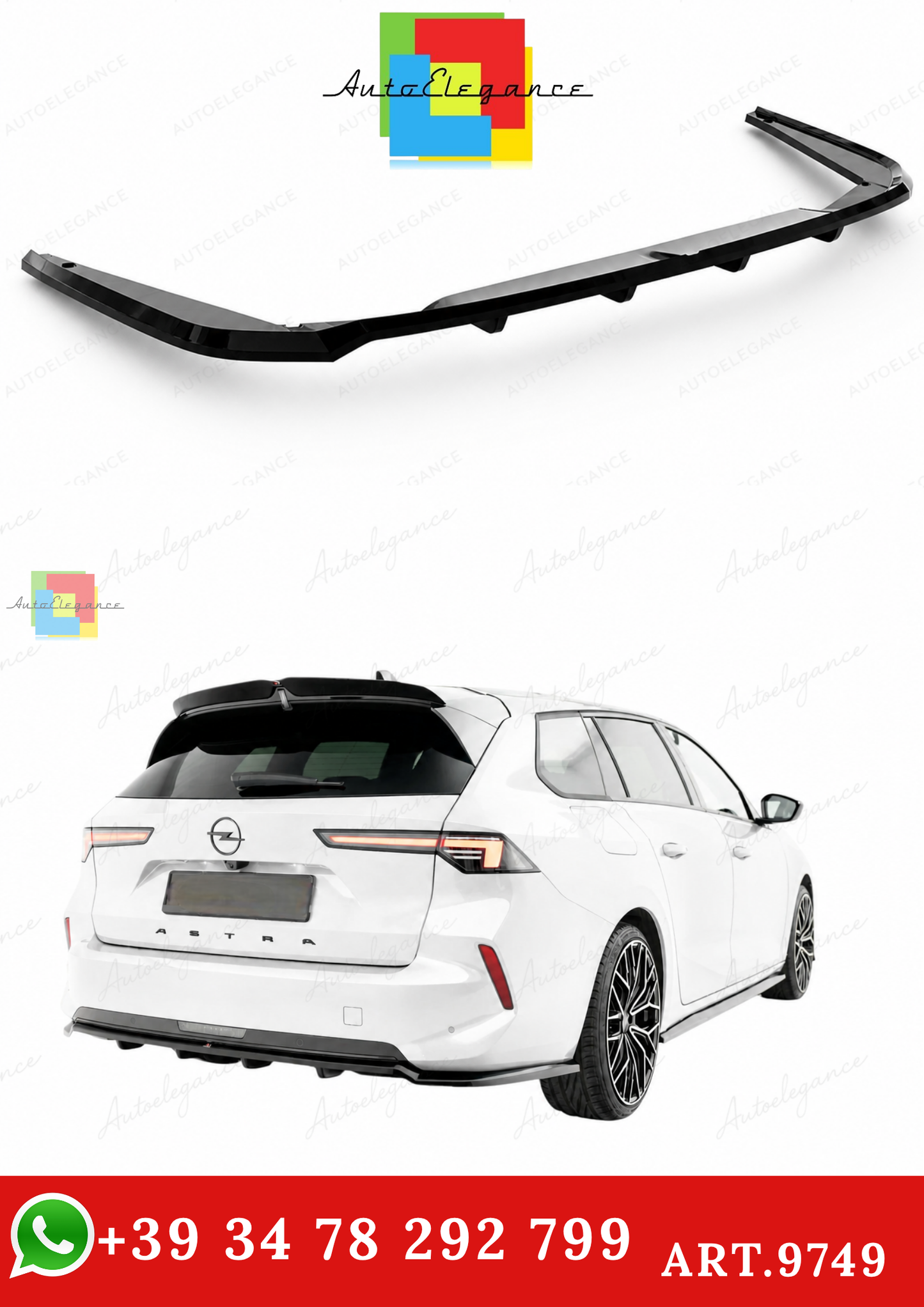 🔥ART.9749 SPLITTER POSTERIORE PER OPEL ASTRA SPORTS TOURER L (MK6)🔥