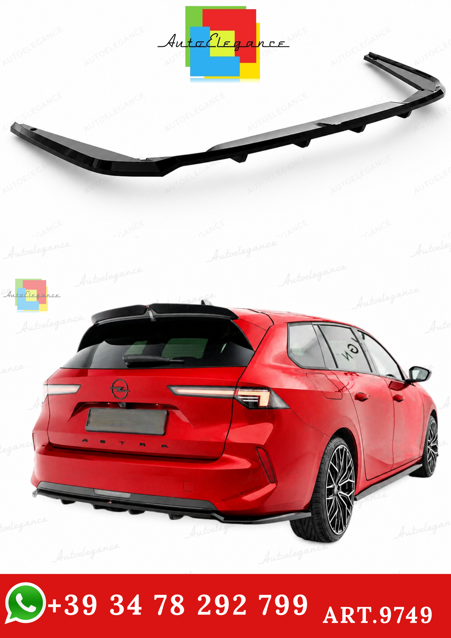 🔥ART.9749 SPLITTER POSTERIORE PER OPEL ASTRA SPORTS TOURER L (MK6)🔥