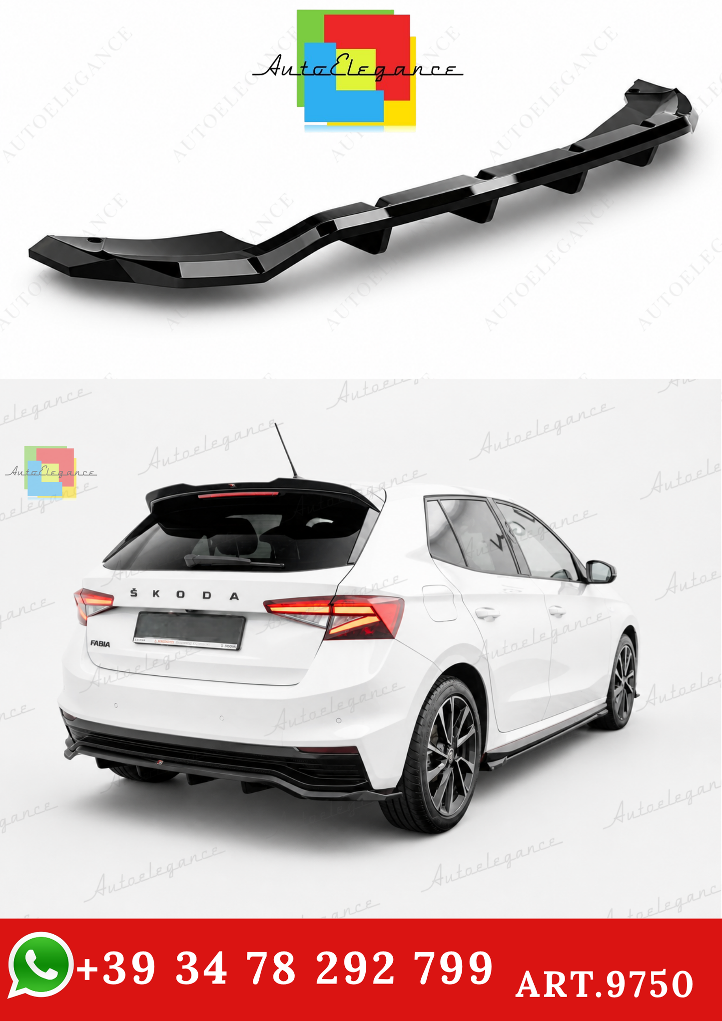 🔥ART.9750 SPLITTER POSTERIORE ADATTO PER SKODA FABIA MONTE CARLO Mk4🔥