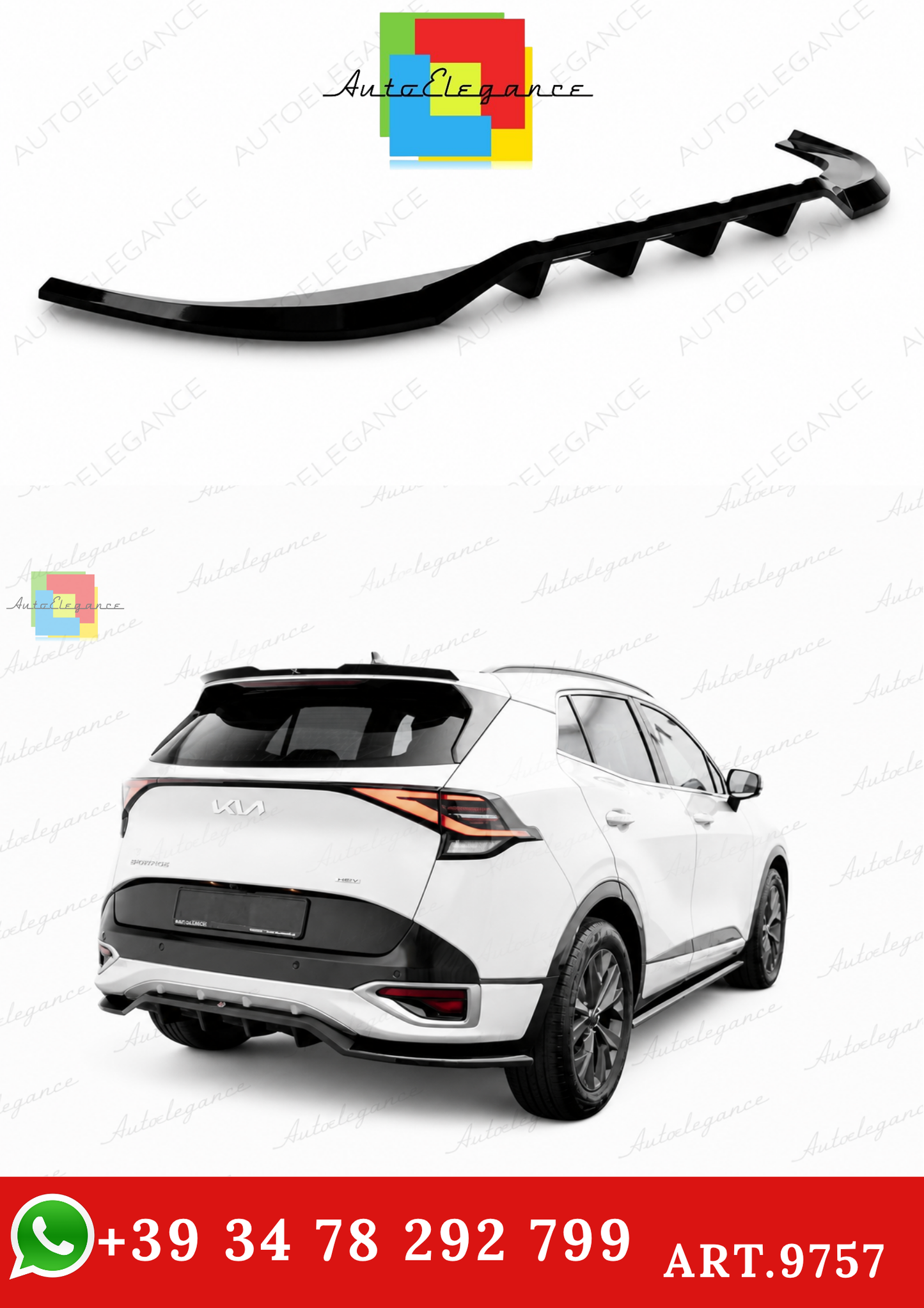 🔥ART.9757 SPLITTER POSTERIORE (CON BARRE VERTICALI) KIA SPORTAGE GT-LINE Mk5🔥