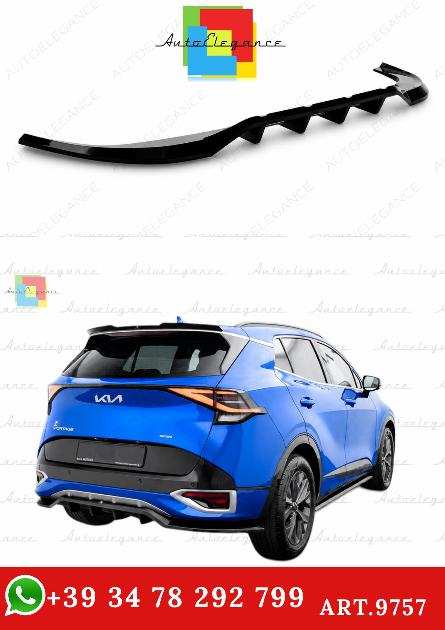 🔥ART.9757 SPLITTER POSTERIORE (CON BARRE VERTICALI) KIA SPORTAGE GT-LINE Mk5🔥