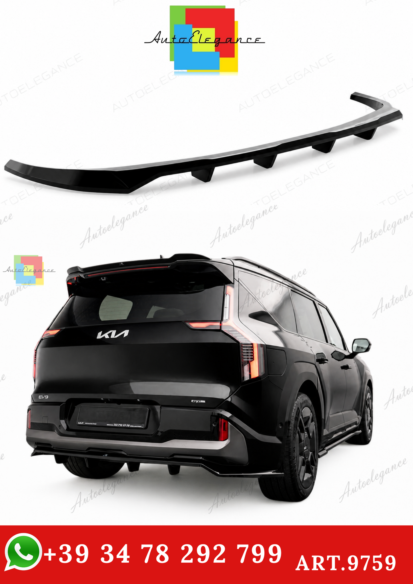 🔥ART.9759 SPLITTER POSTERIORE (CON BARRE VERTICALI) KIA EV9 GT-LINE Mk1🔥